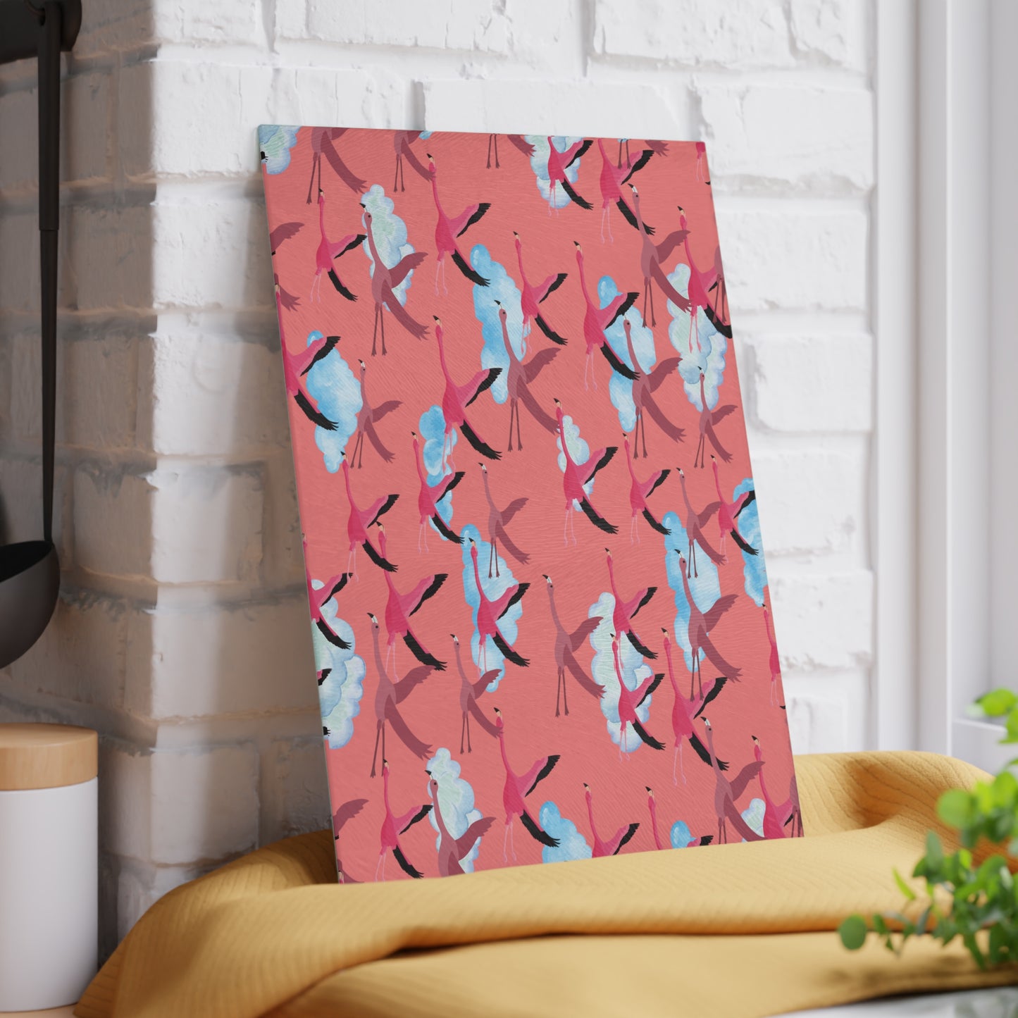 Flying Flamingo Glass Cutting Board