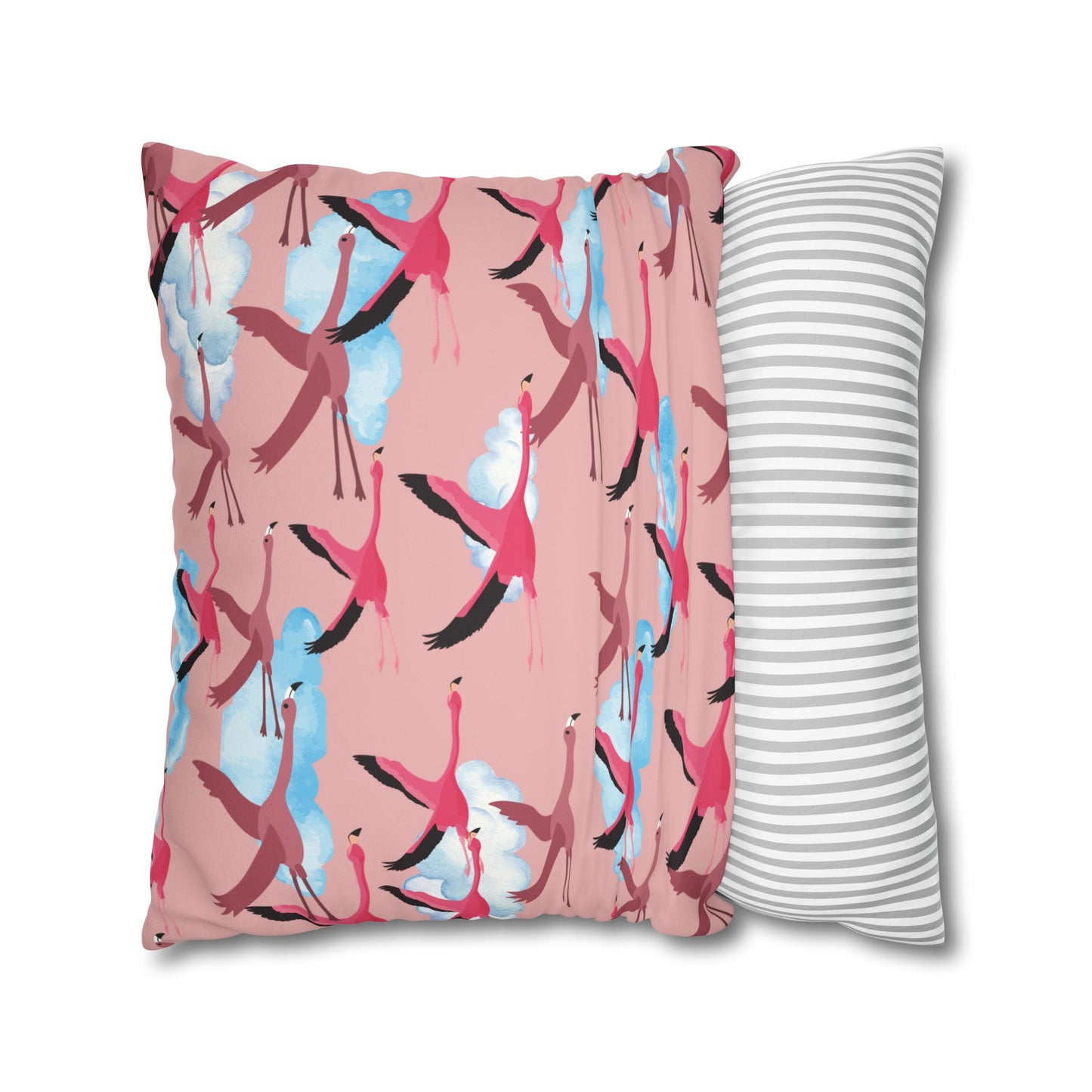 Flying Flamingo Lux Faux Suede Pillow Cover (Dusty Pink) – 18" x 18" & 20" x 20"