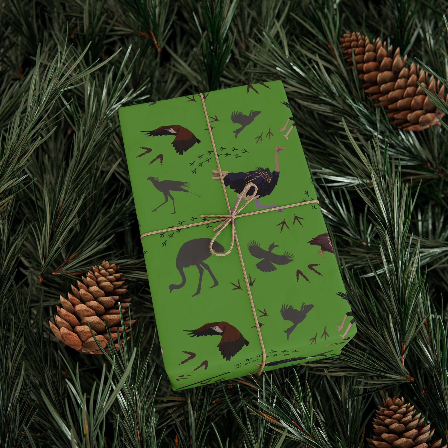 Whimsical Safari Bird Wrapping Paper (Green)
