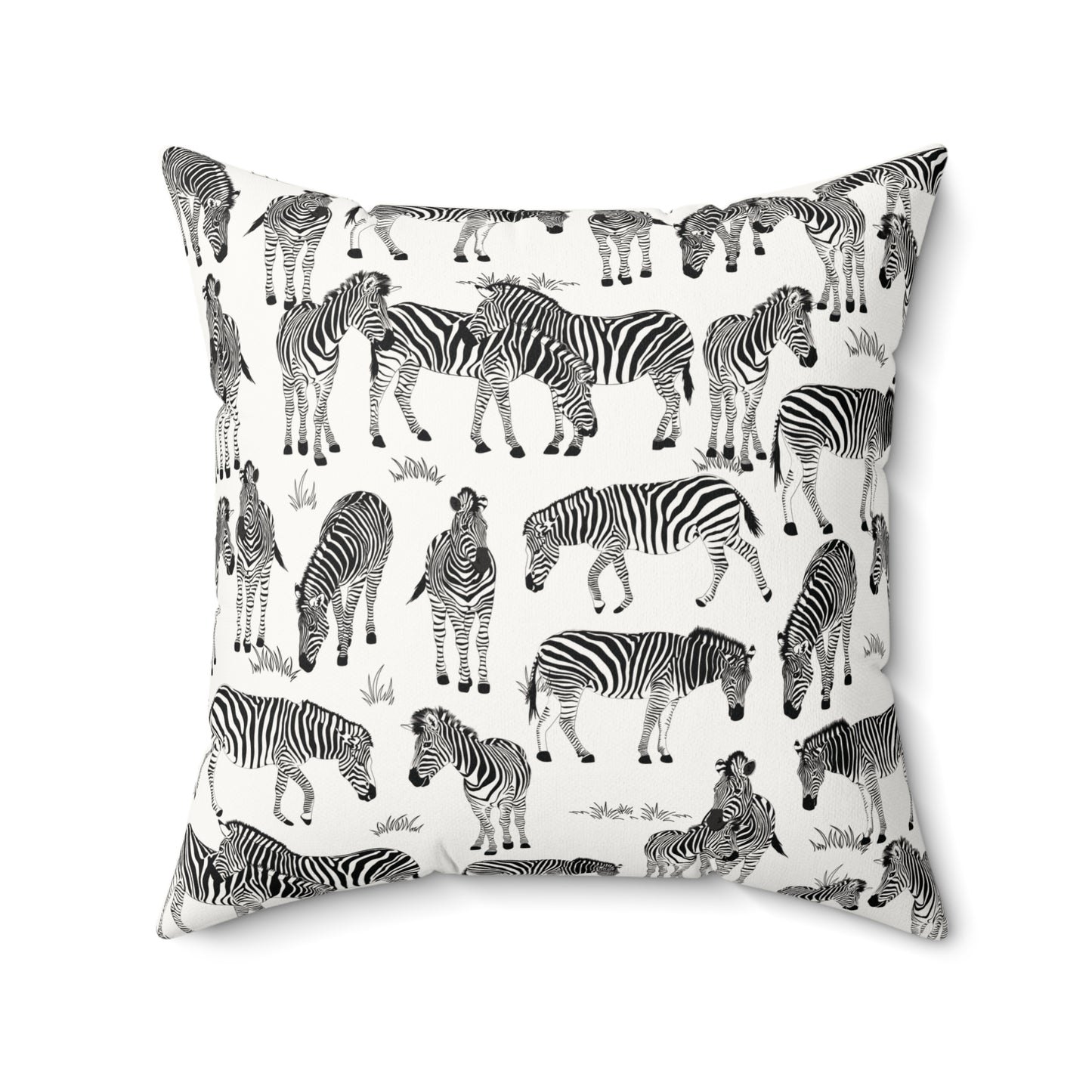 Zebra Herd Print Lux Faux Suede Throw Pillow with Insert - 18" x 18"& 20" 20" (White)
