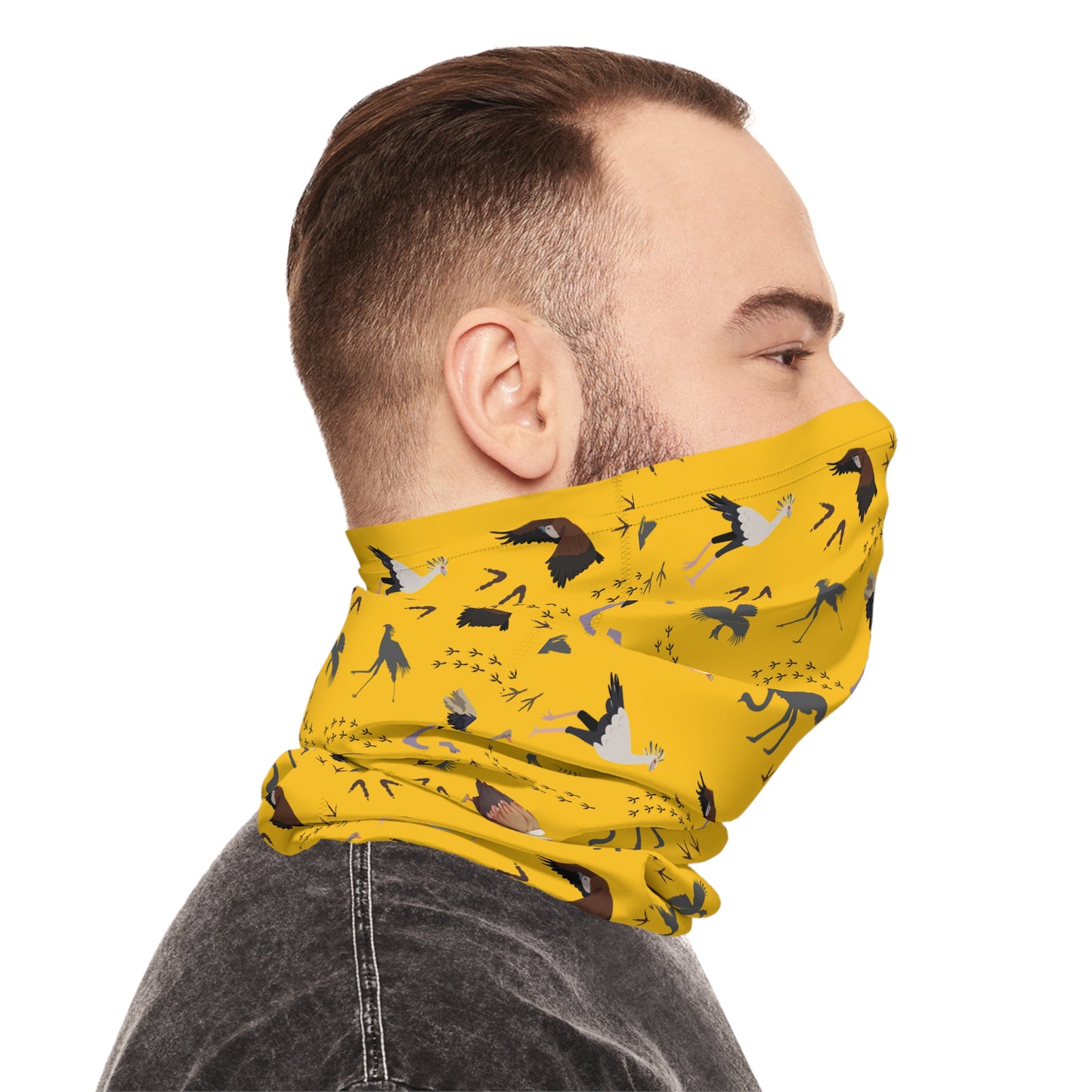 Colorful Lightweight Safari Bird Neck Gaiter with Safari Bird Design (Yellow), Outdoor Accessory, Unique Gift, Hiking Gear, Nature-Themed Scarf