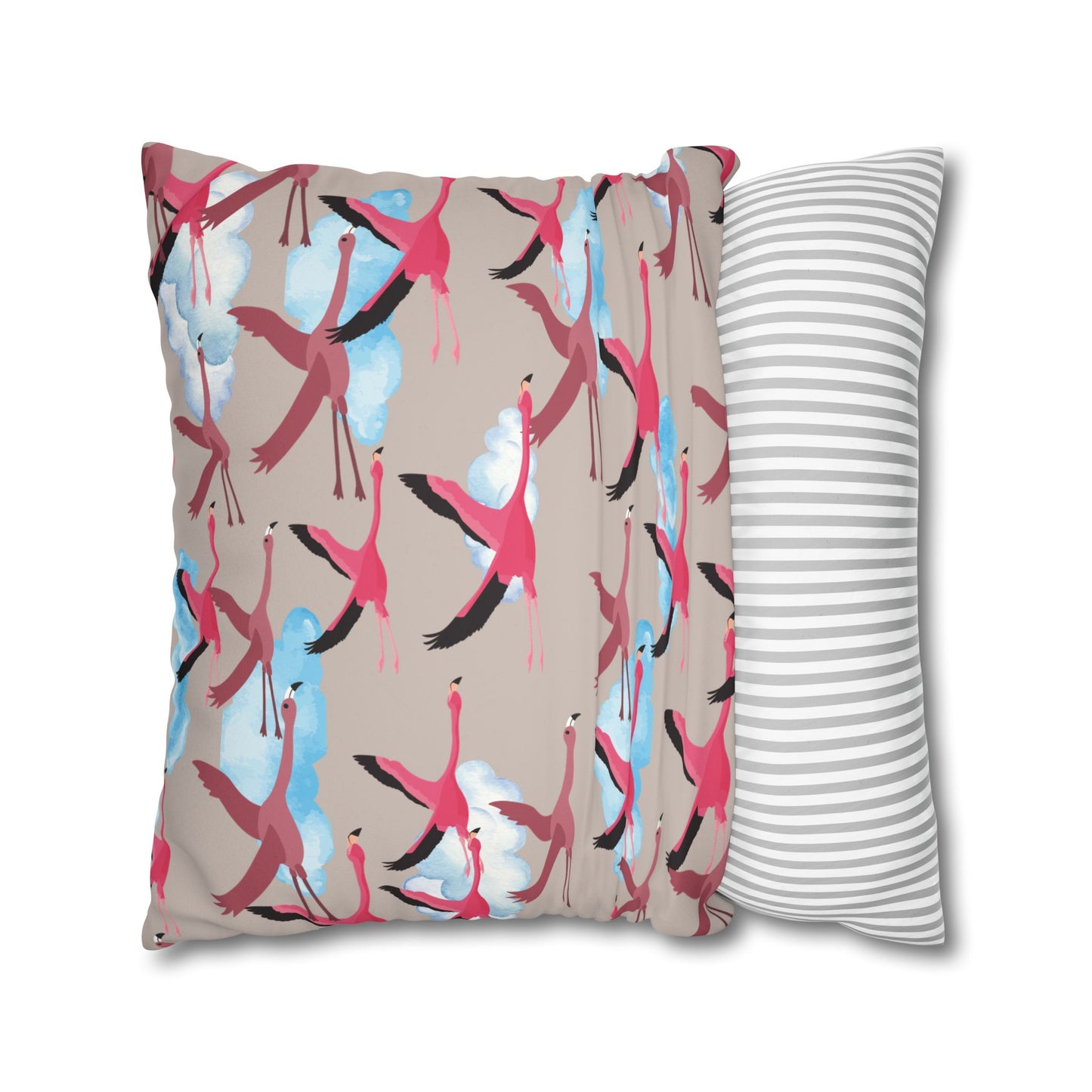 Flying Flamingo Lux Faux Suede Pillow Cover (Wild Clay) – 18" x 18" & 20" x 20"