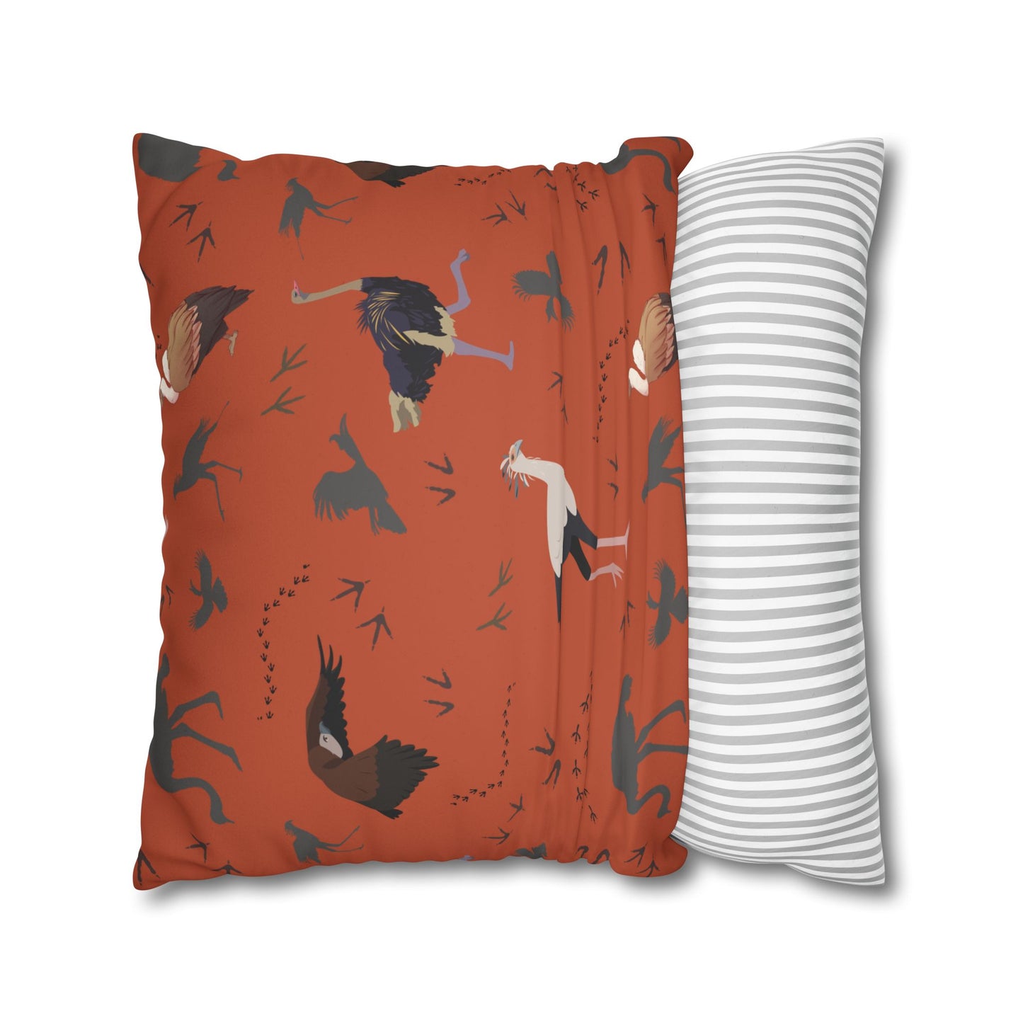 Safari Bird Lux Faux Suede Pillow Cover (Tsavo Dust) – 18" x 18" & 20" x 20"