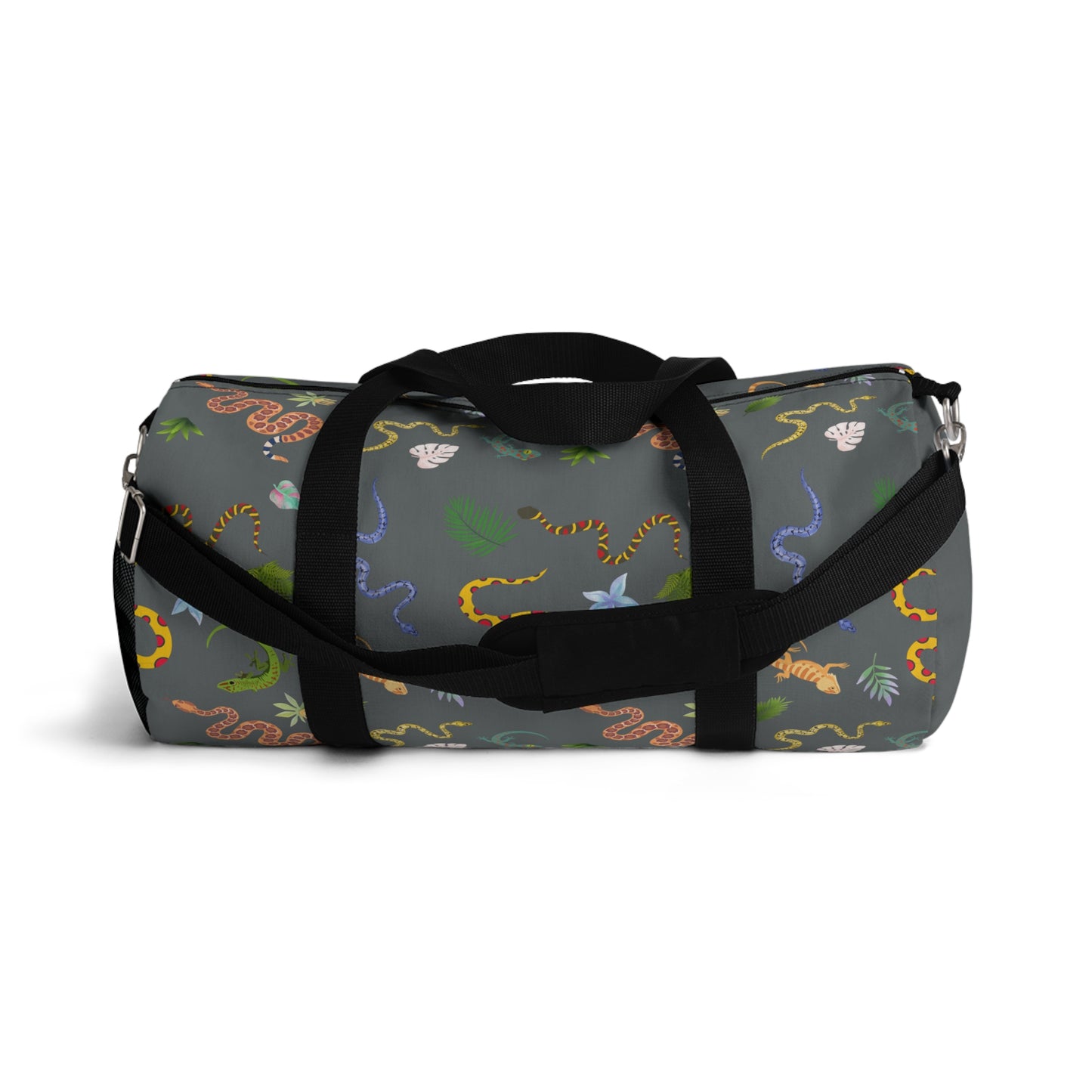 Whimsical Dancing Reptile Print Duffel Bag for Adventurers, Gym Tote, Travel Companion, Eco-Friendly Sports Bag, Perfect Gift for Animal Lovers