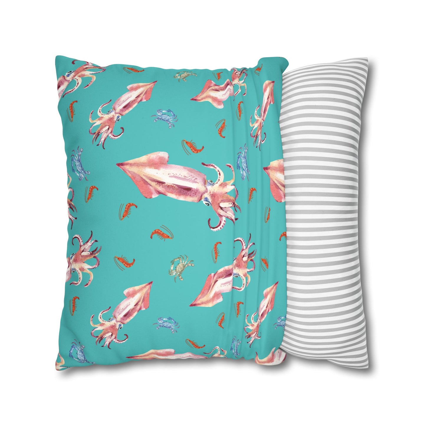 Squid Dining Lux Faux Suede Throw Pillow Cover – 18" x 18" & 20" x 20"