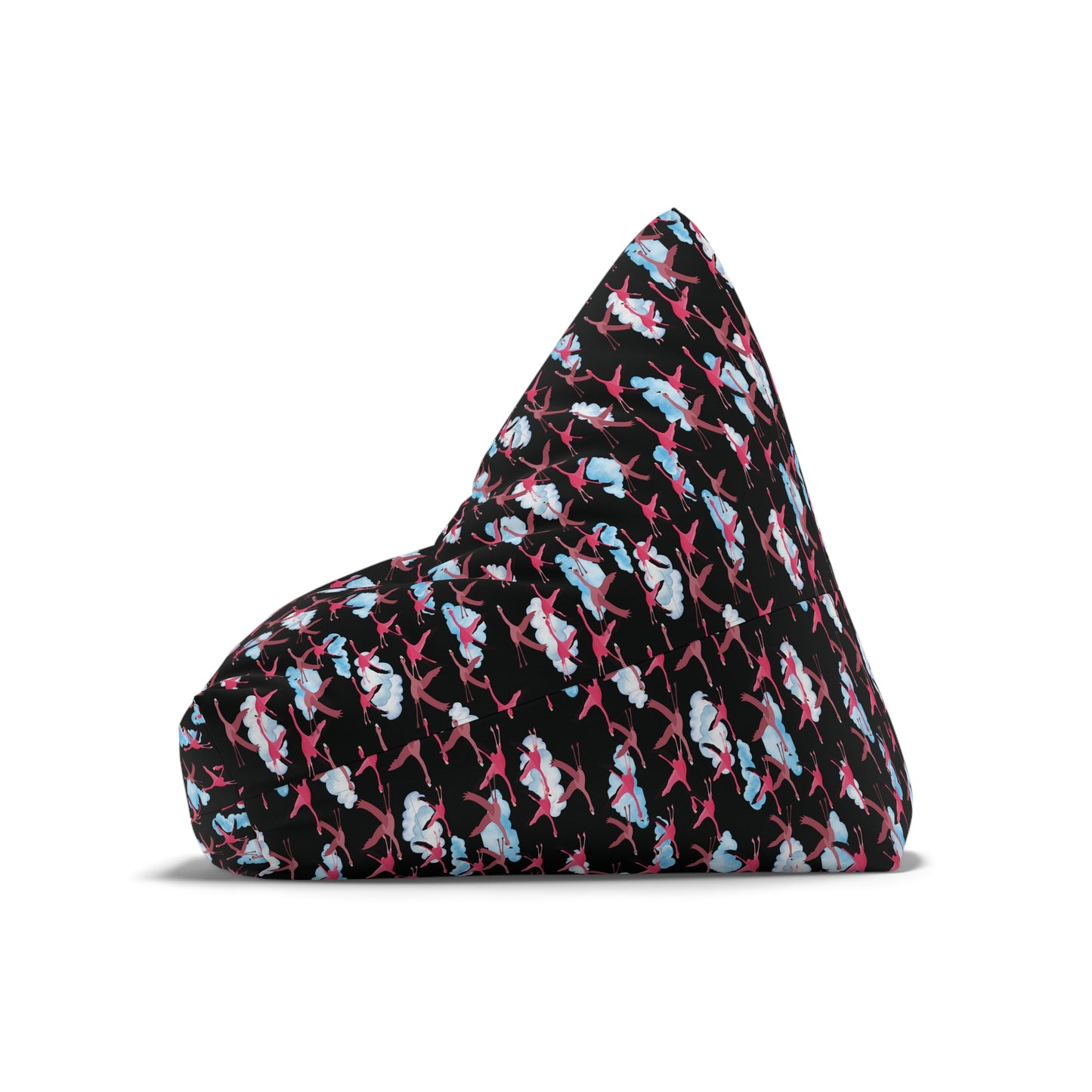 Bean Bag Chair Cover - Flying Flamingo Pattern (Black)