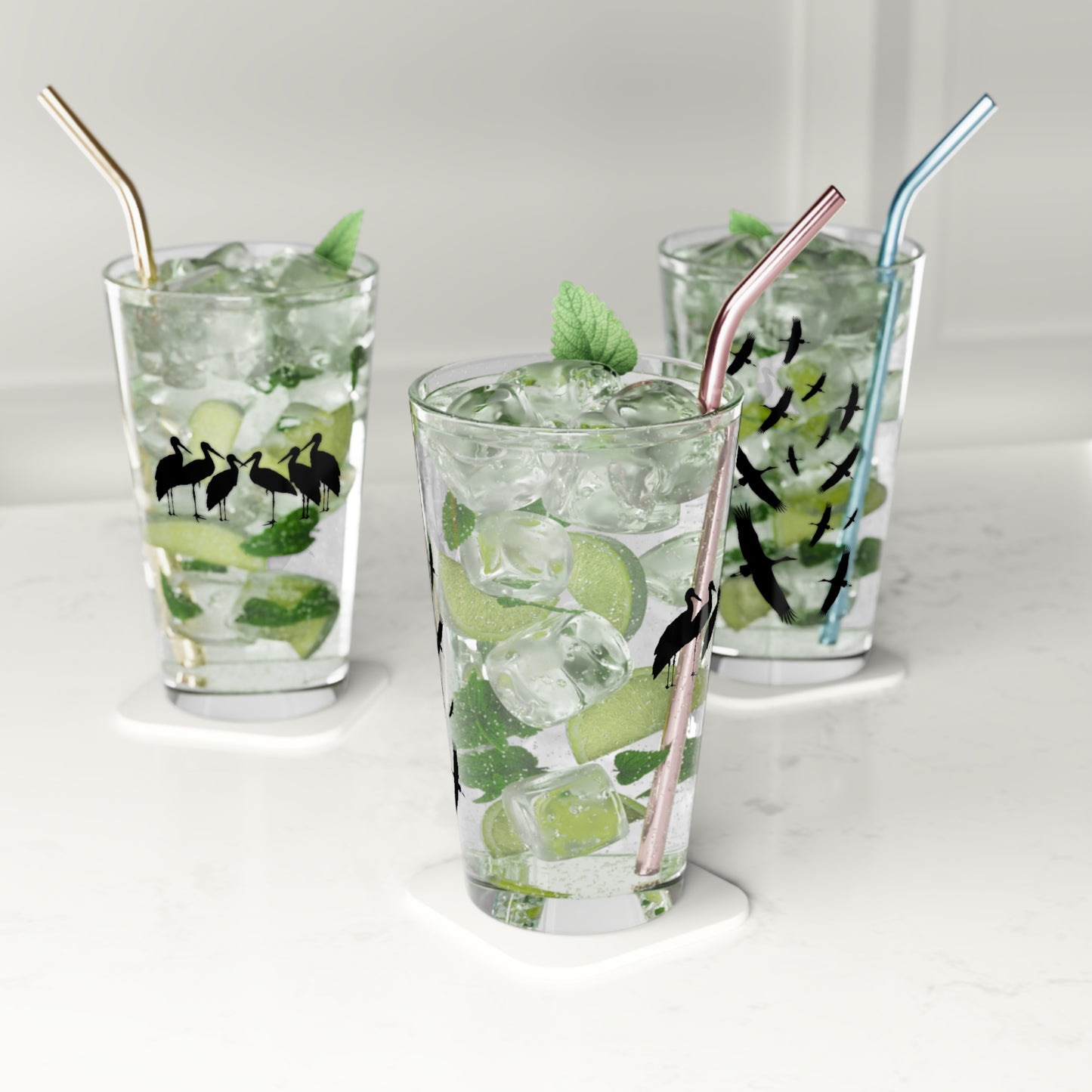 Soaring Storks Pint Glass