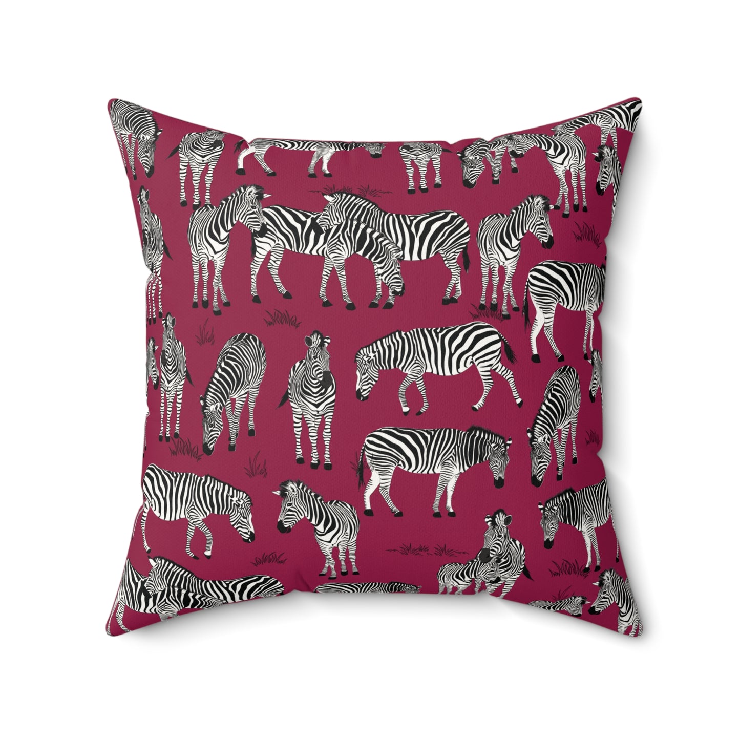 Zebra Herd Print Lux Faux Suede Throw Pillow with Insert - 18" x 18"& 20" 20" (Crimson Berry)