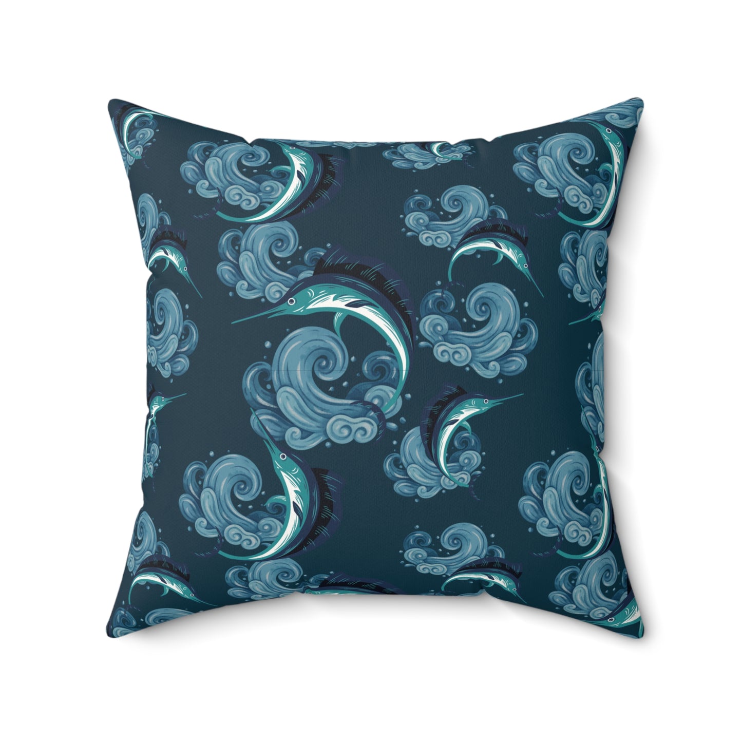 Jumping Marlin Lux Faux Suede Throw Pillow with Insert - 18" x 18", 20" x 20"