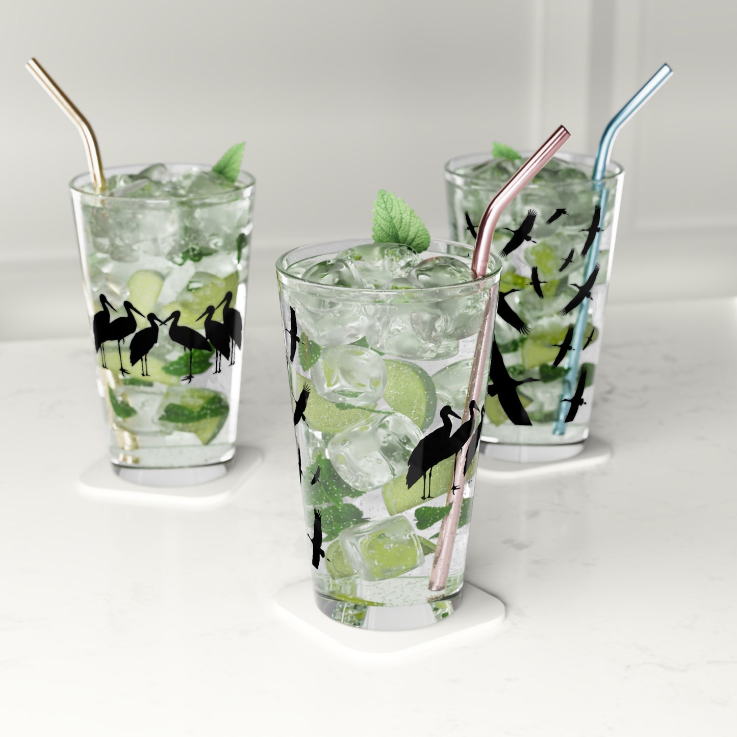 Soaring Storks Pint Glass