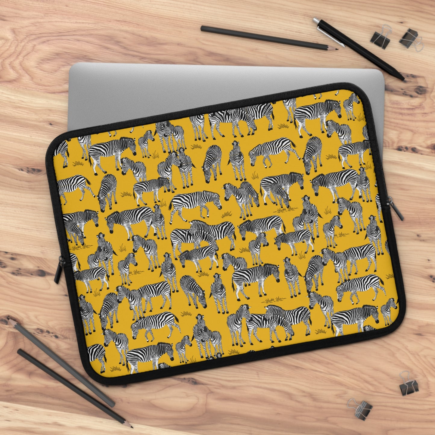 Zebra Herd Pattern Laptop Sleeve, Stylish Laptop Bag, Wildlife Laptop Cover, Gift for Bird Lovers, Laptop Case for Travel