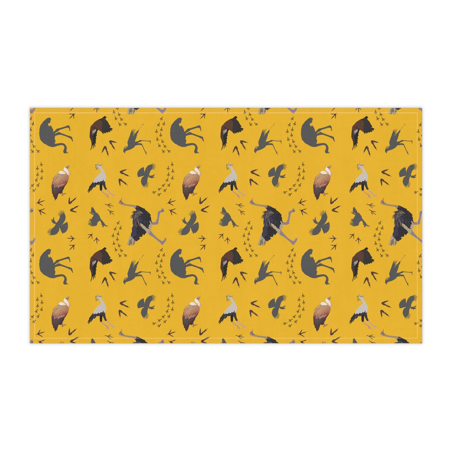 Charming Safari Bird Print Tea Towels (Yellow), Rustic Kitchen Decor, Gift for Animal Lovers, Boho Kitchen Accessories