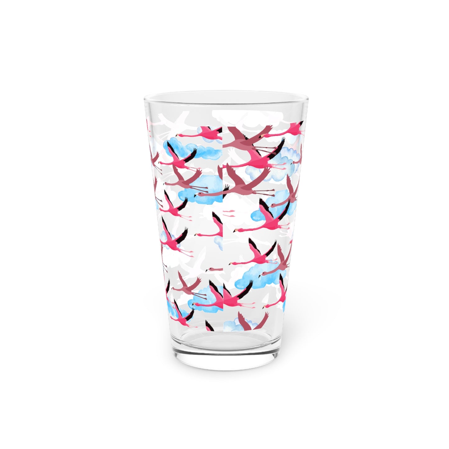 Flying Flamingo Print Pint Glass