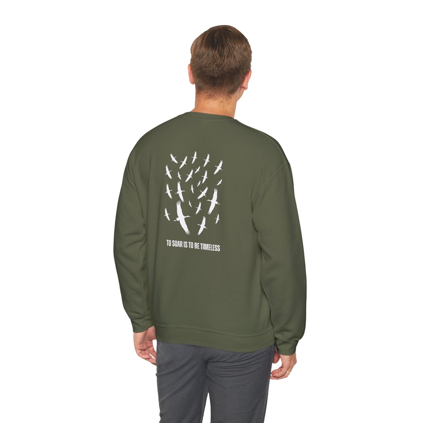 Soaring Stork Crewneck Sweatshirt | Unisex Sweater for Nature Lovers, Perfect for Gift Giving, Cozy Wear, Outdoor Adventures, Eco-Friendly