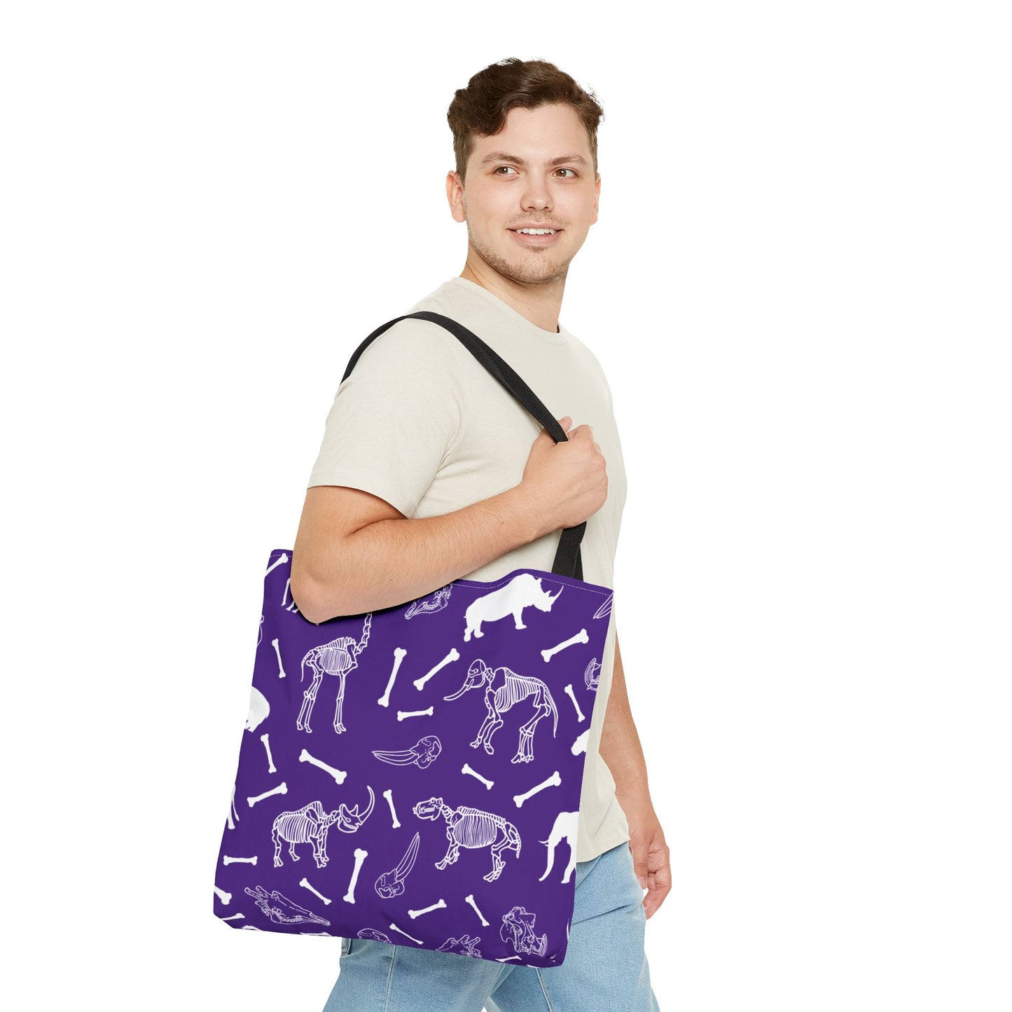 Whimsical Animal Skeletons Tote Bag (Purple), Perfect for Animal Lovers, Halloween, Eco-Friendly Bag, Gift for Pet Owners, Shopping Bag, Halloween Gift