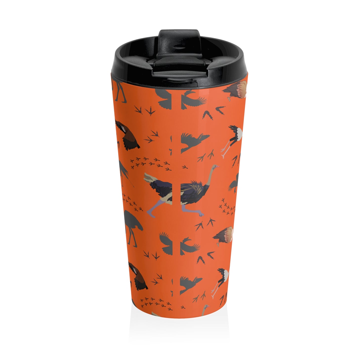 Safari Bird Pattern Stainless Steel Travel Mug (Orange) | Stylish Travel Tumbler | Perfect Gift for Animal Lovers, Nature Enthusiasts, or Travel Junkies
