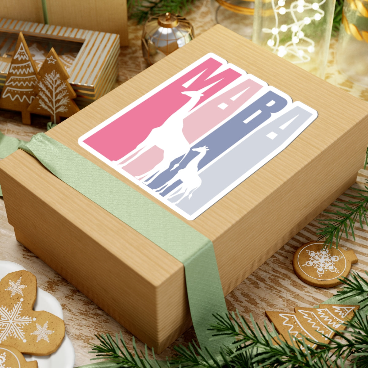 Safari Themed, Mummy and baby Giraffe, Masai Mara, Pink, Vibrant Kiss-Cut Stickers for Laptop, Scrapbooking, Gifts, Eco-Friendly Decor, Customizable Designs