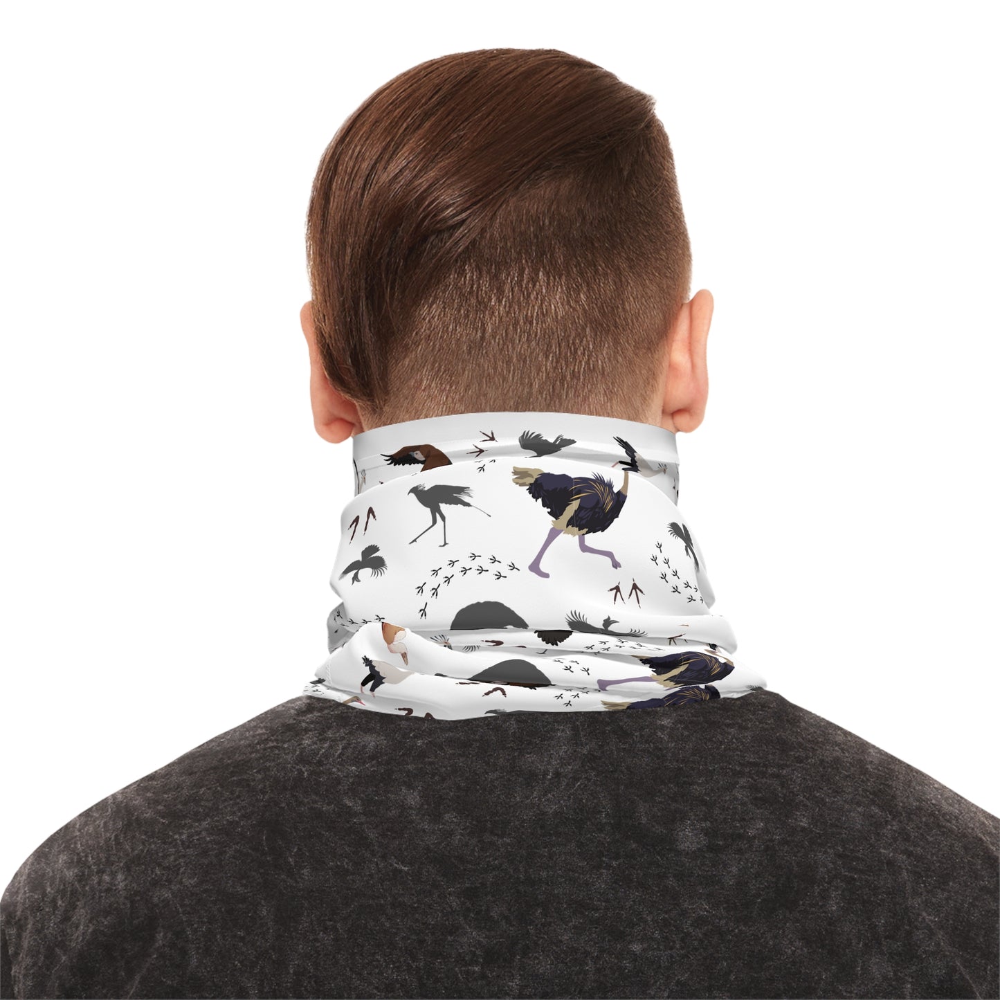 Colorful Lightweight Safari Bird Neck Gaiter with Safari Bird Design (White), Outdoor Accessory, Unique Gift, Hiking Gear, Nature-Themed Scarf