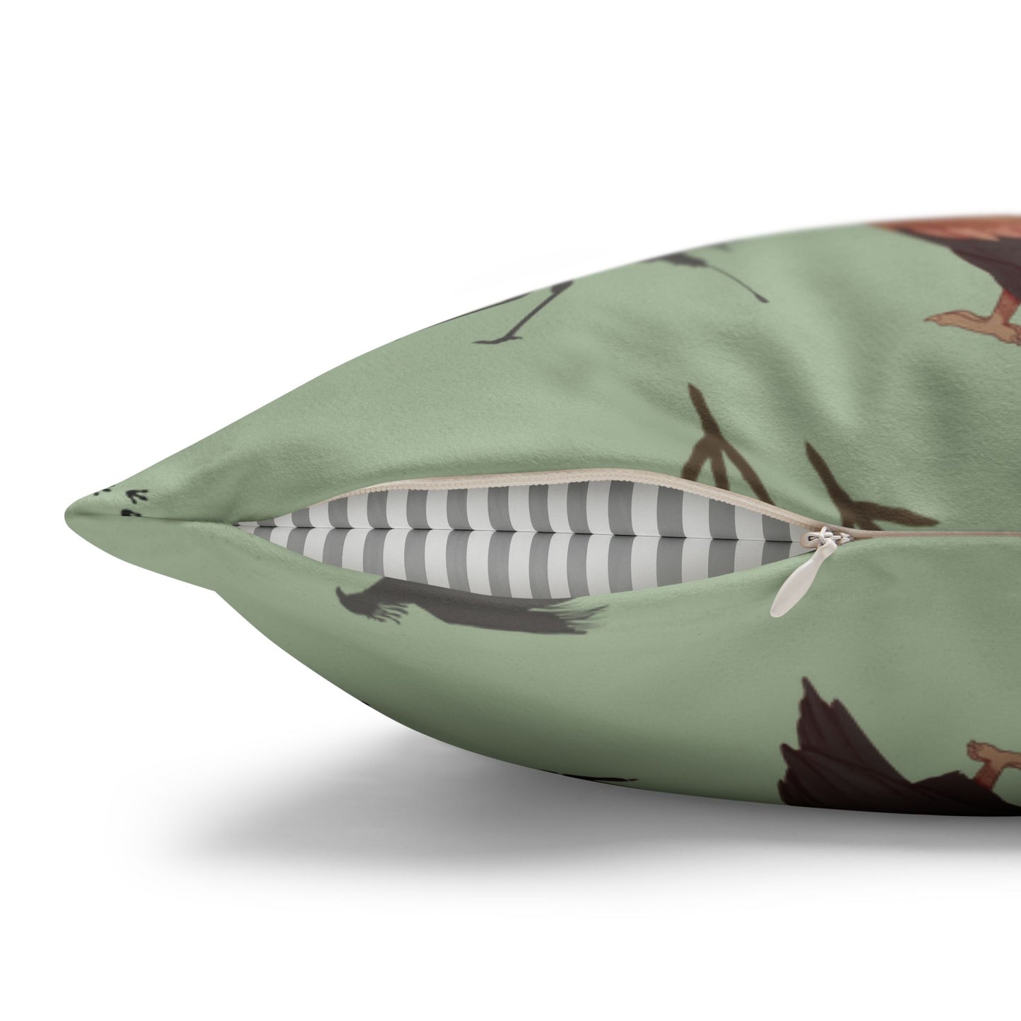 Safari Bird Lux Faux Suede Pillow Cover (Sage)– 18" x 18" & 20" x 20"
