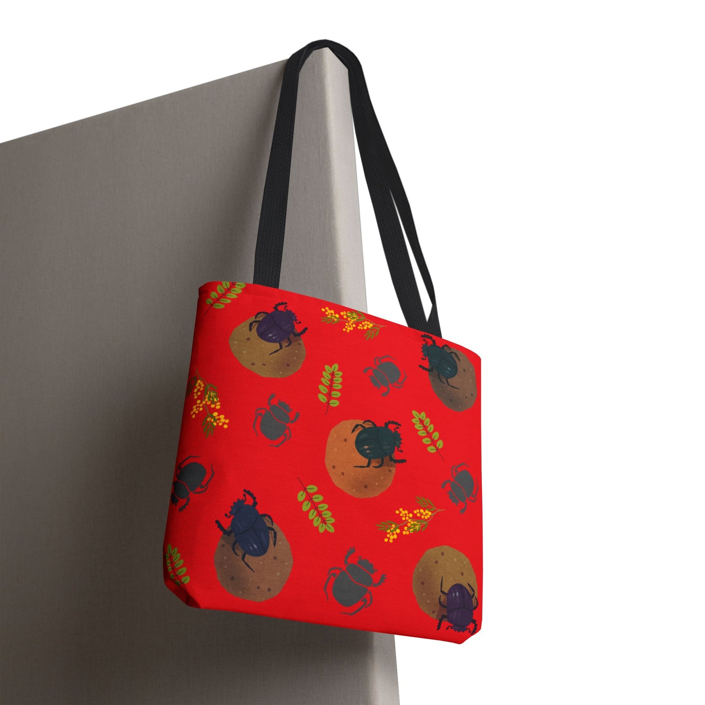 Whimsical Dung Beetle Tote Bag (Red), Perfect for Animal Lovers, Halloween, Eco-Friendly Bag, Gift for Pet Owners, Shopping Bag, Halloween Gift