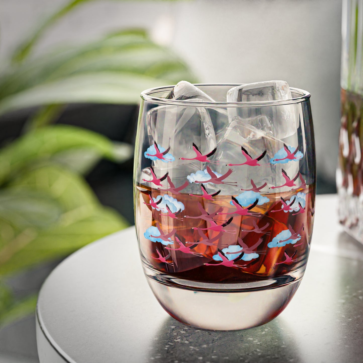 Flying Flamingo Print Whiskey Glass - Perfect Gift for Animal Lovers, Home Bar Decor, or Special Occasions