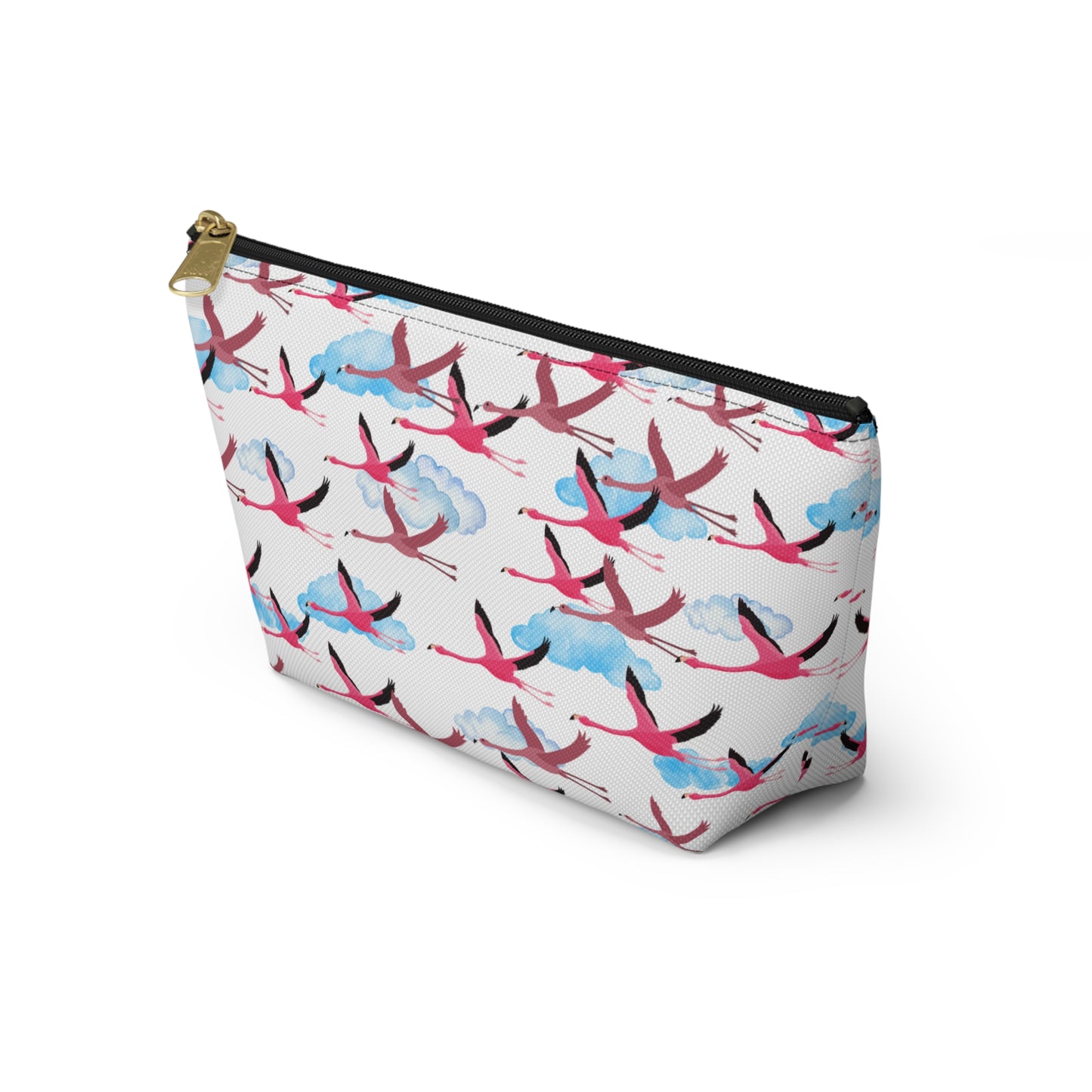 Flying Flamingo Themed Accessory Pouch for Nature Lovers, Travel Toiletry Bag, Organizer, Gift for Birdwatchers, Wildlife Enthusiasts
