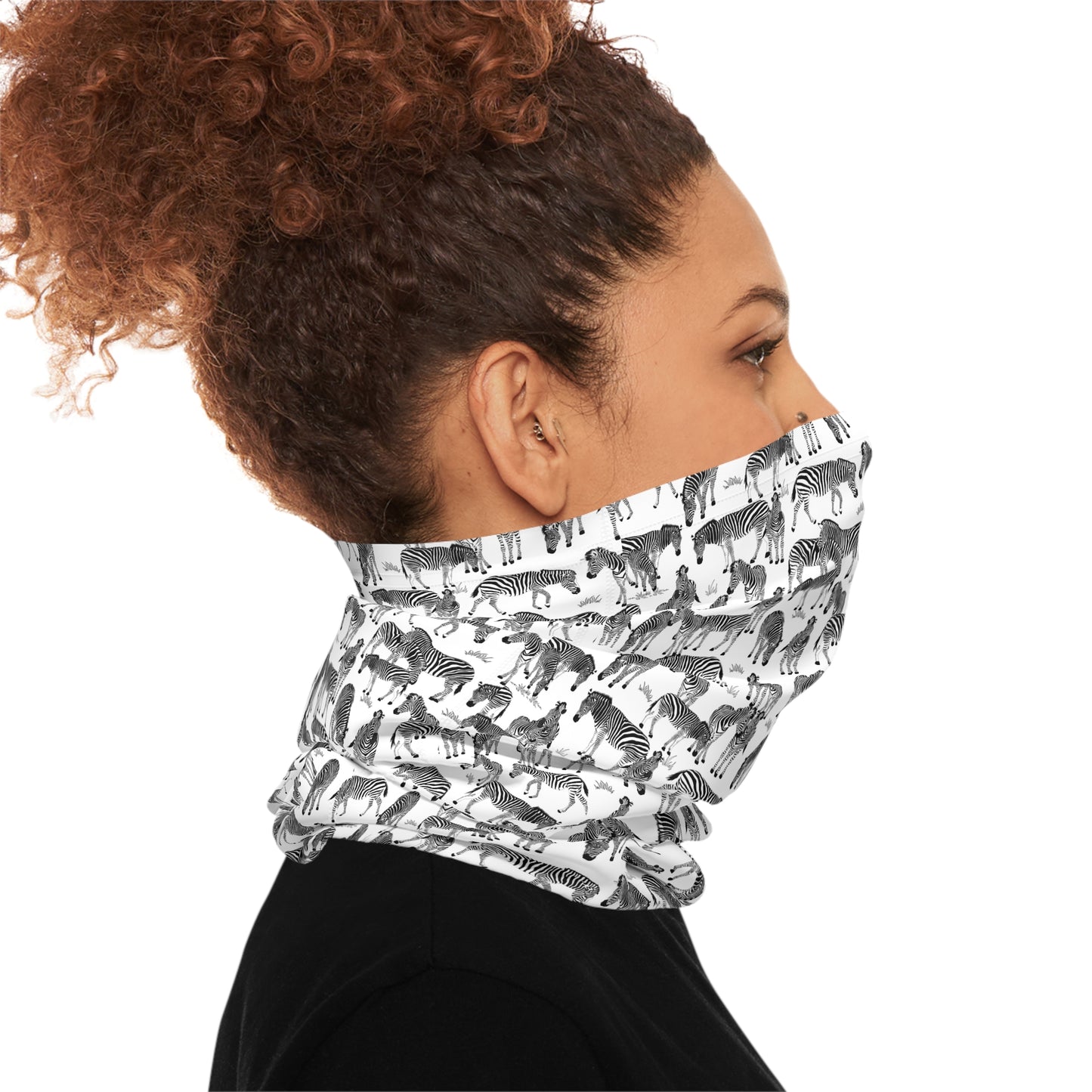 Colorful Lightweight Neck Gaiter with Zebra Herd Design (White), Outdoor Accessory, Unique Gift, Hiking Gear, Nature-Themed Scarf