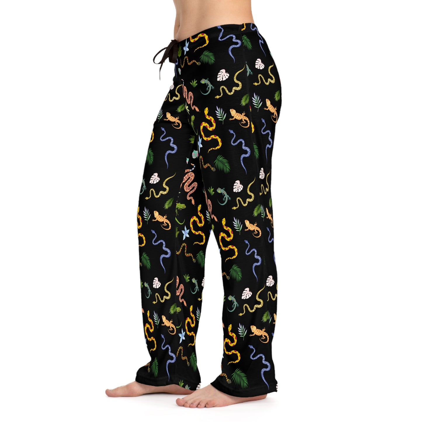 Whimsical Dancing Reptiles Women's Pajama Pants, Cozy Loungewear, Fun Sleepwear, Shark Print PJs, Unique Gift for Her, Relaxation Essentials