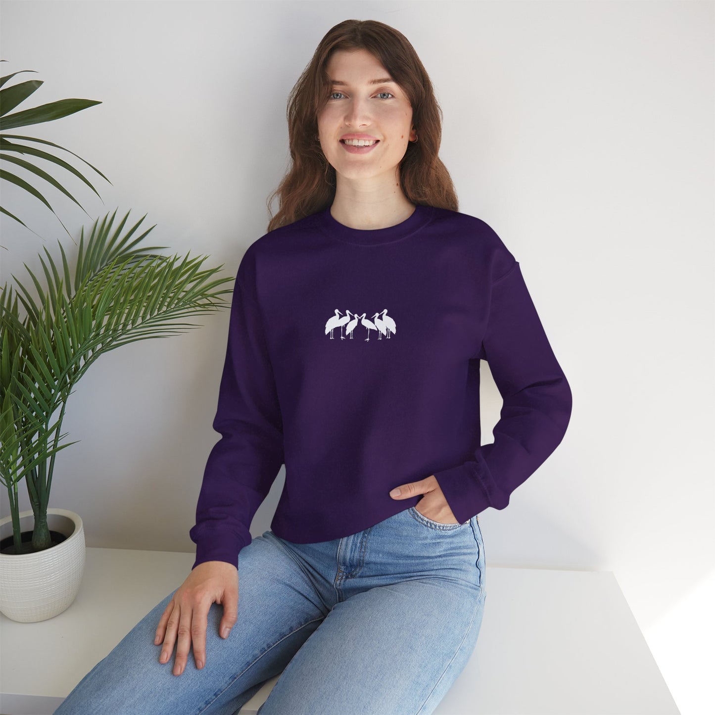 Soaring Stork Crewneck Sweatshirt | Unisex Sweater for Nature Lovers, Perfect for Gift Giving, Cozy Wear, Outdoor Adventures, Eco-Friendly
