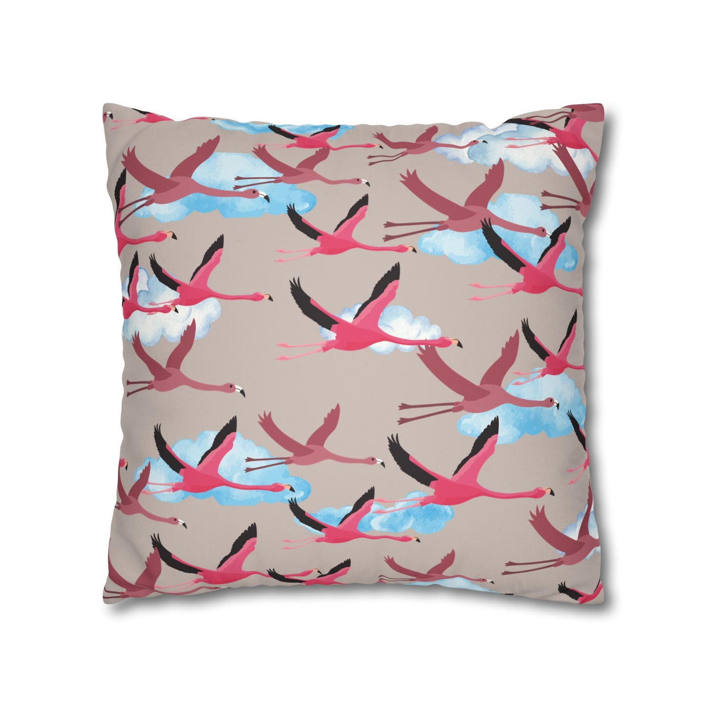 Flying Flamingo Lux Faux Suede Pillow Cover (Wild Clay) – 18" x 18" & 20" x 20"