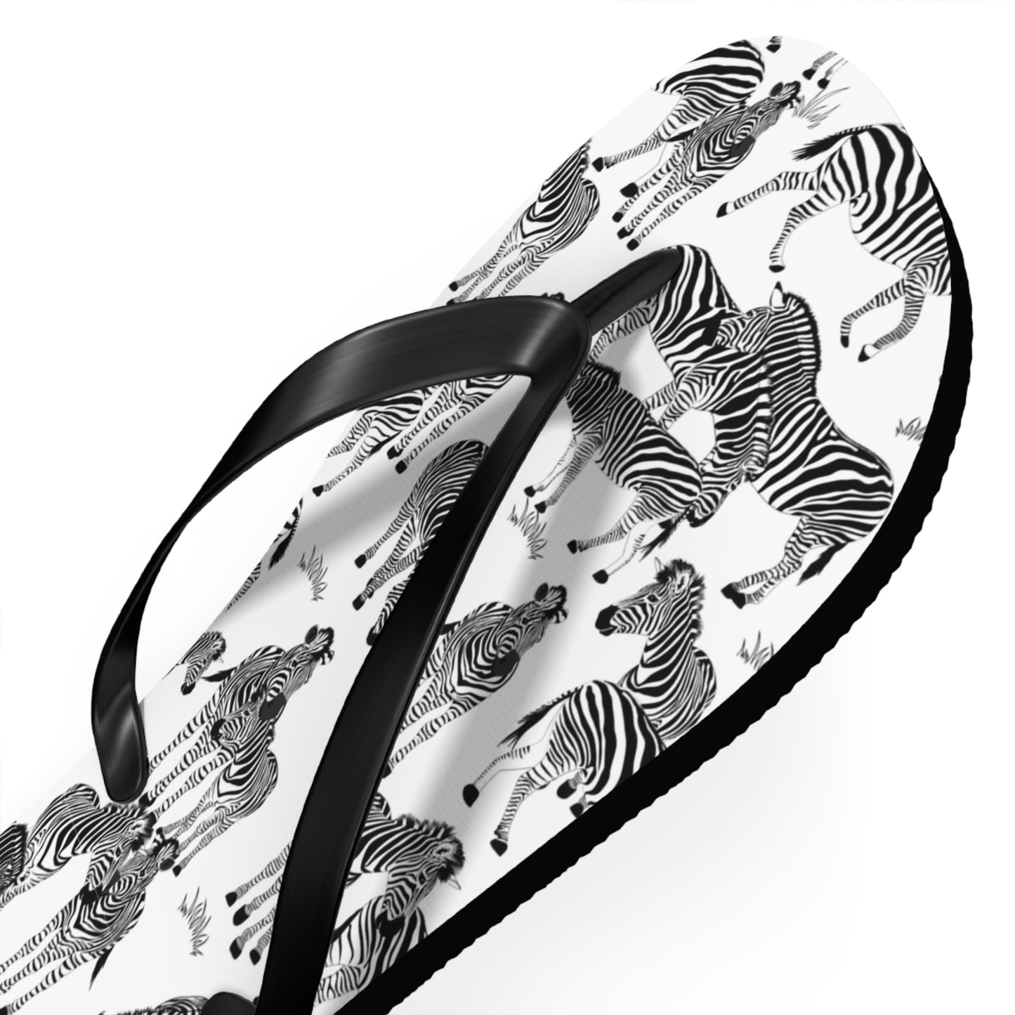 Zebra Print Flip Flops (White), Summer Sandals, Beach Footwear, Vacation Essentials, Gift for Nature Lovers, Cute Outdoor Wear