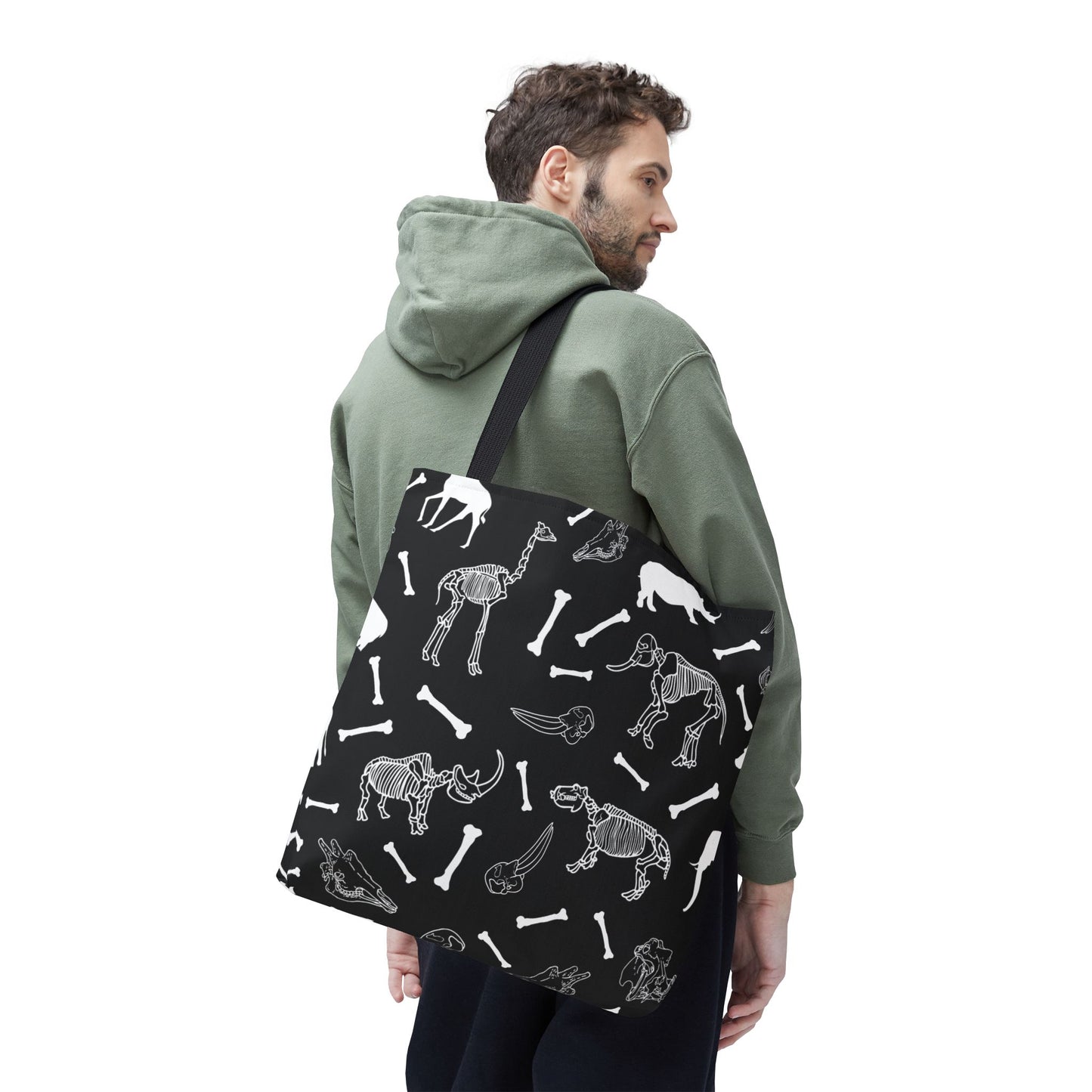 Whimsical Animal Skeletons Tote Bag (Black), Perfect for Animal Lovers, Halloween, Eco-Friendly Bag, Gift for Pet Owners, Shopping Bag, Halloween Gift