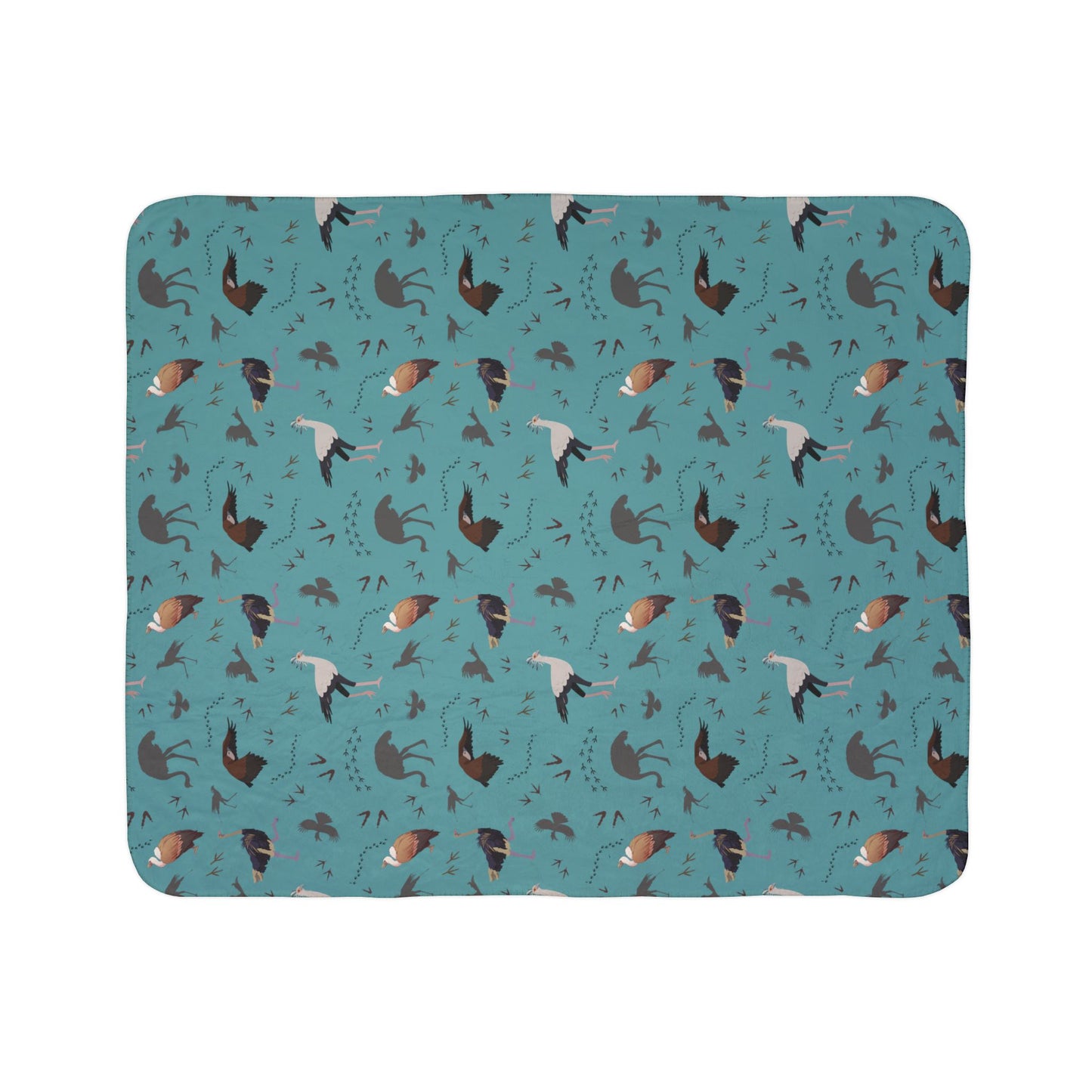 Safari Bird Fleece Sherpa Blanket (Teal)