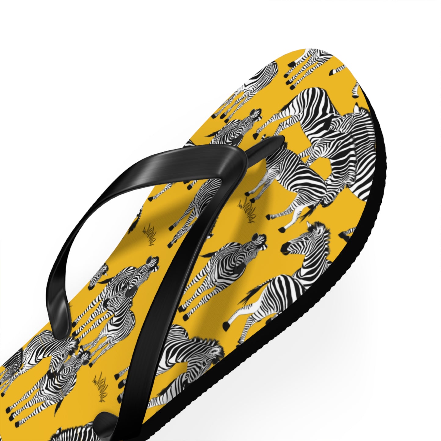 Zebra Print Flip Flops (Yellow), Summer Sandals, Beach Footwear, Vacation Essentials, Gift for Nature Lovers, Cute Outdoor Wear