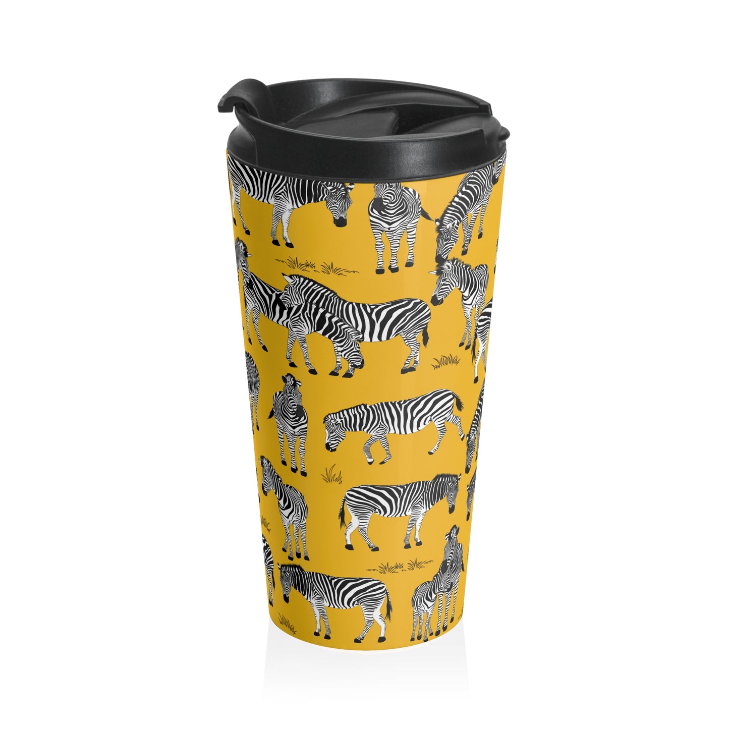 Zebra Pattern Stainless Steel Travel Mug (Yellow) | Stylish Travel Tumbler | Perfect Gift for Animal Lovers, Nature Enthusiasts, or Travel Junkies