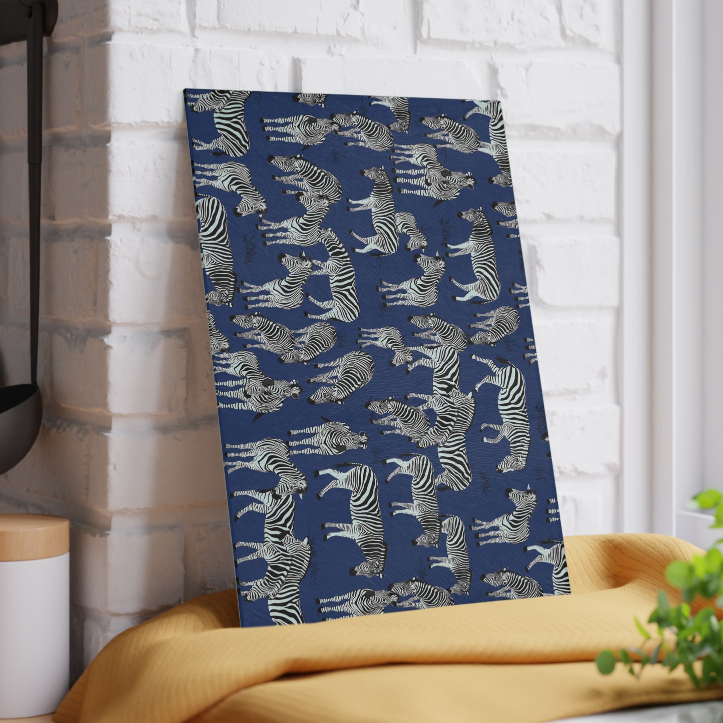 Zebra Herd Glass Cutting Board