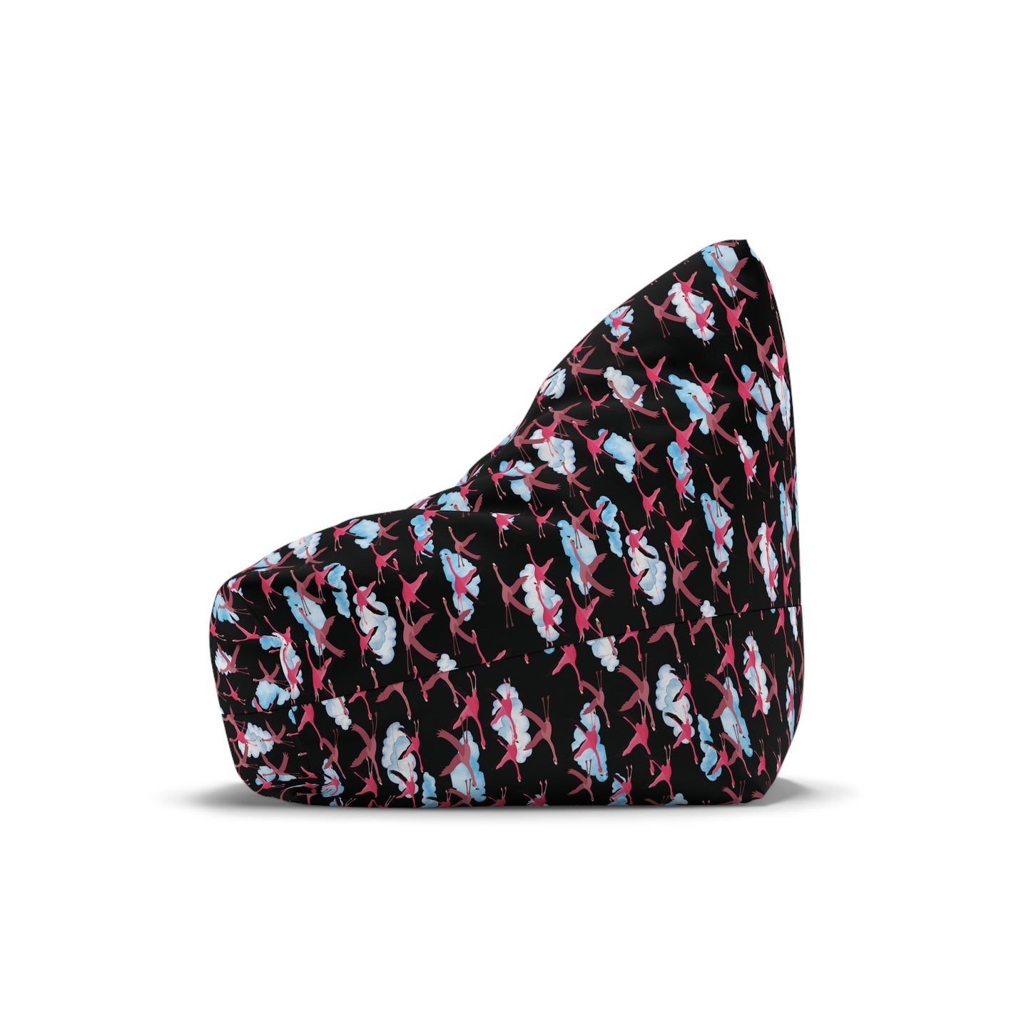 Bean Bag Chair Cover - Flying Flamingo Pattern (Black)