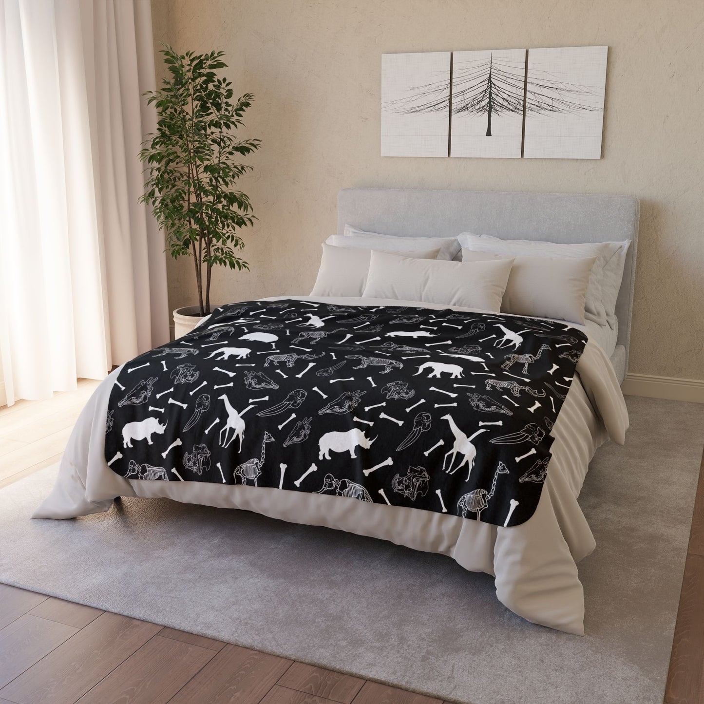 Animal Skeleton Fleece Sherpa Blanket