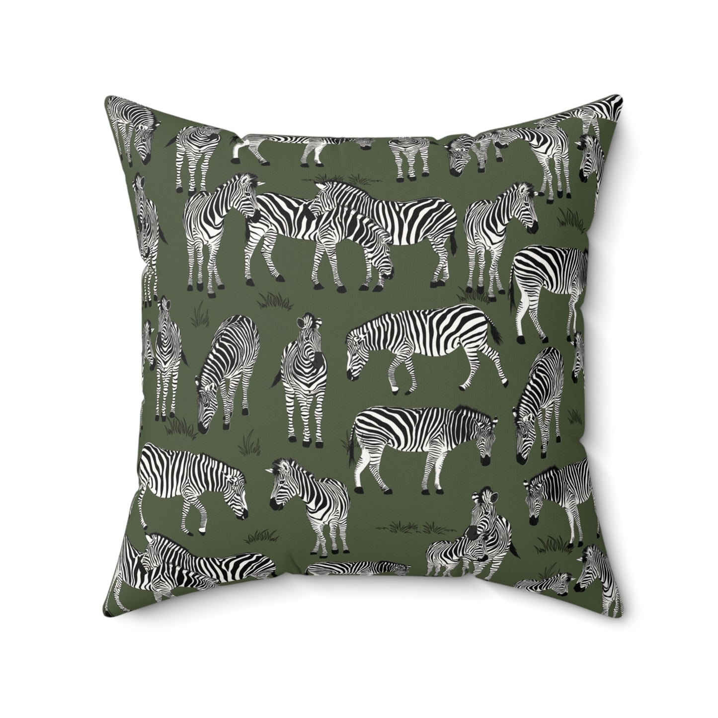 Zebra Herd Print Lux Faux Suede Throw Pillow with Insert - 18" x 18"& 20" 20" (Moss)