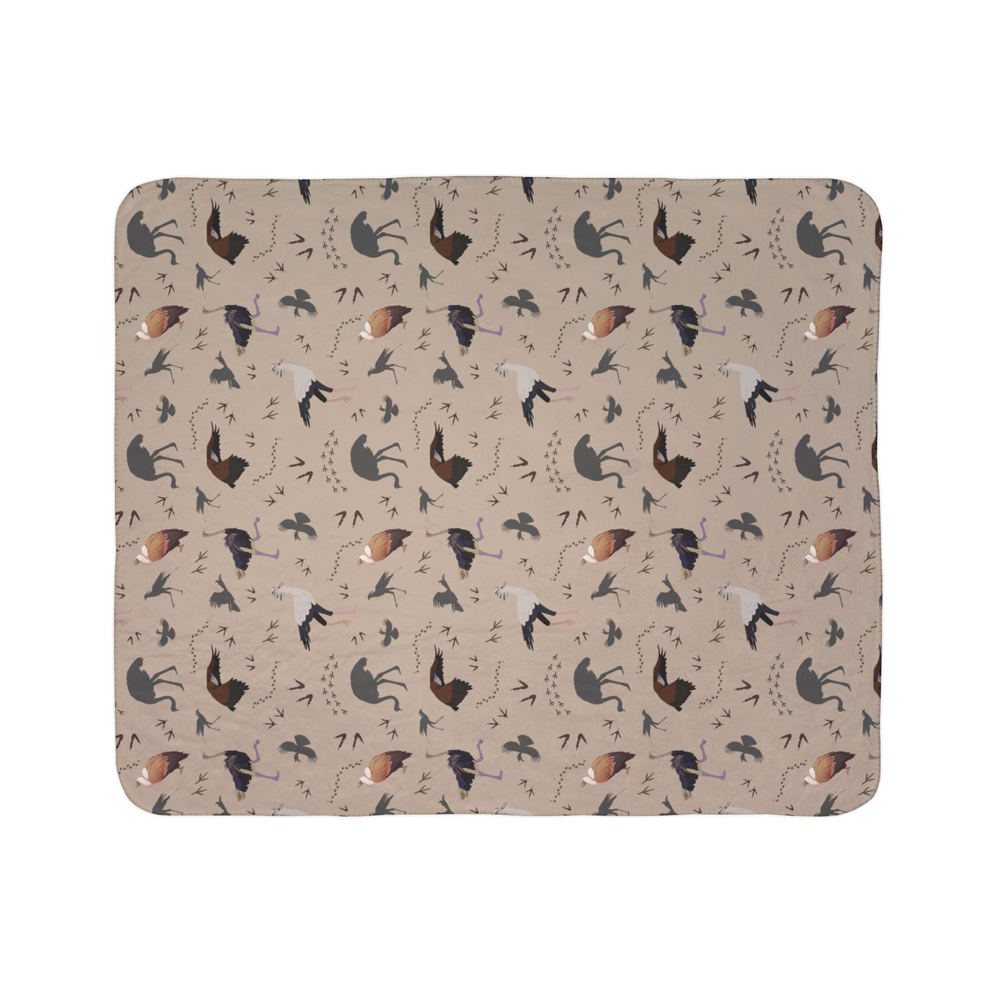 Safari Bird Fleece Sherpa Blanket (Blush Clay)