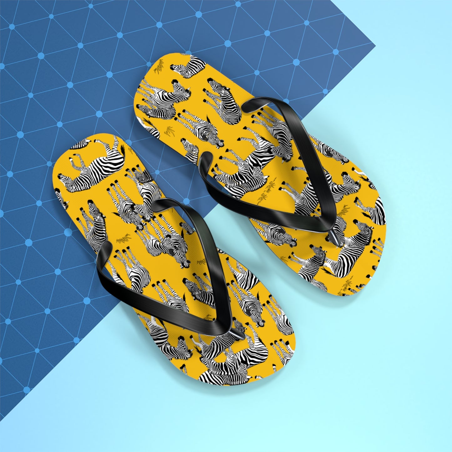 Zebra Print Flip Flops (Yellow), Summer Sandals, Beach Footwear, Vacation Essentials, Gift for Nature Lovers, Cute Outdoor Wear