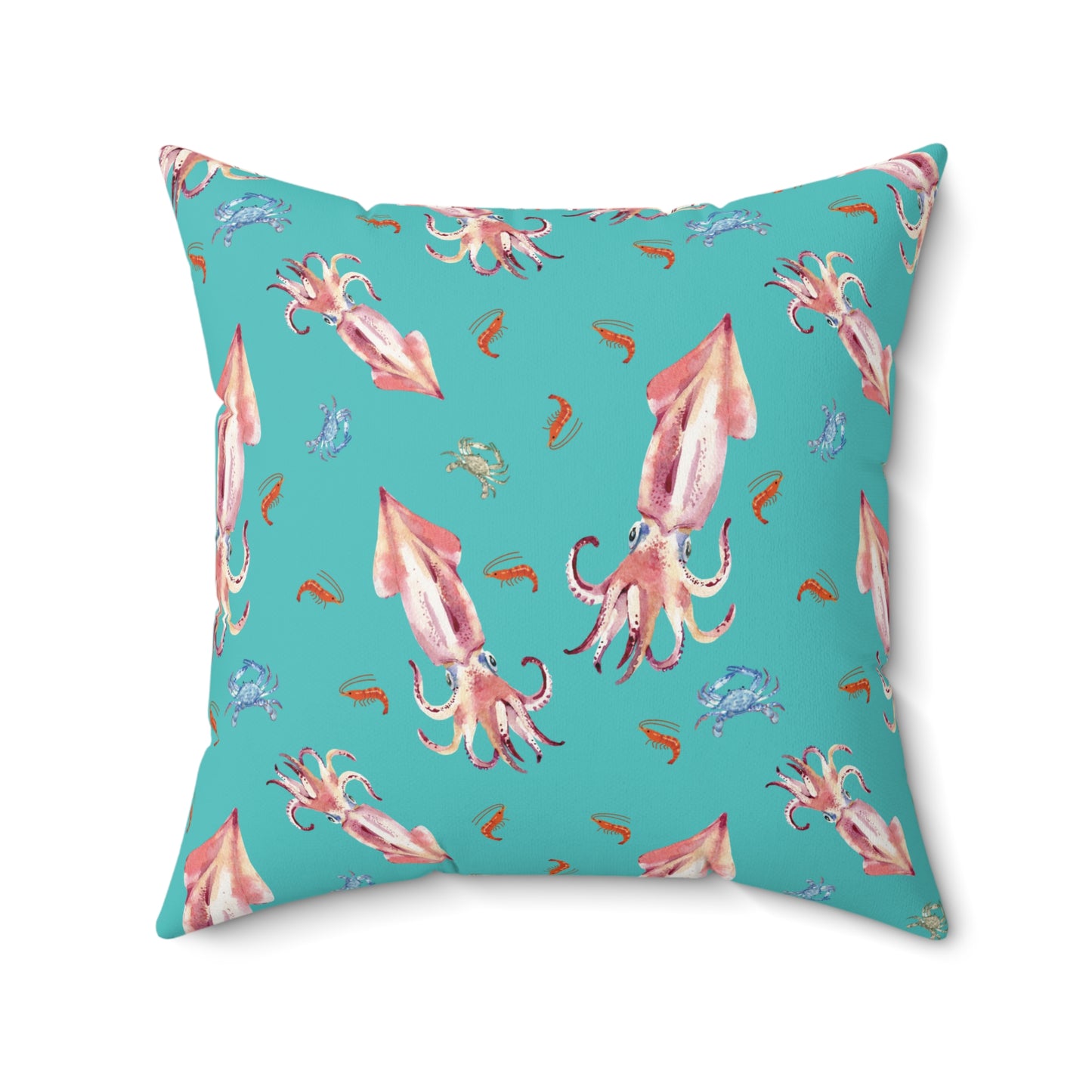 Squid Dining Lux Faux Suede Throw Pillow with Insert - 18" x 18", 20" x 20"