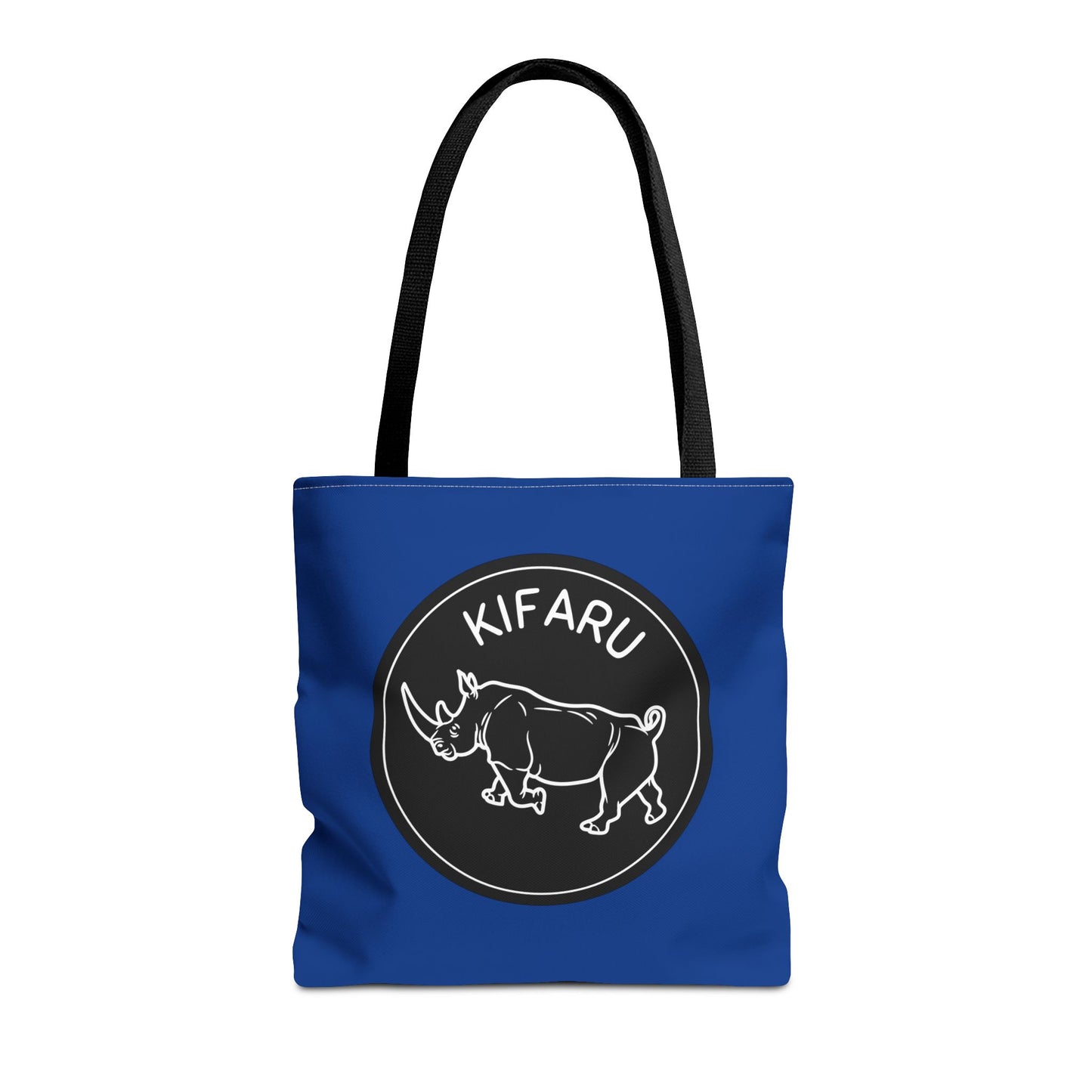 Vibrant Safari Animal-Themed White Rhino Tote Bag (Blue), Kiswahili Name, Eco-Friendly Shopping Bag, Stylish Daily Use, Gift for Nature Lovers, Kifaru Design