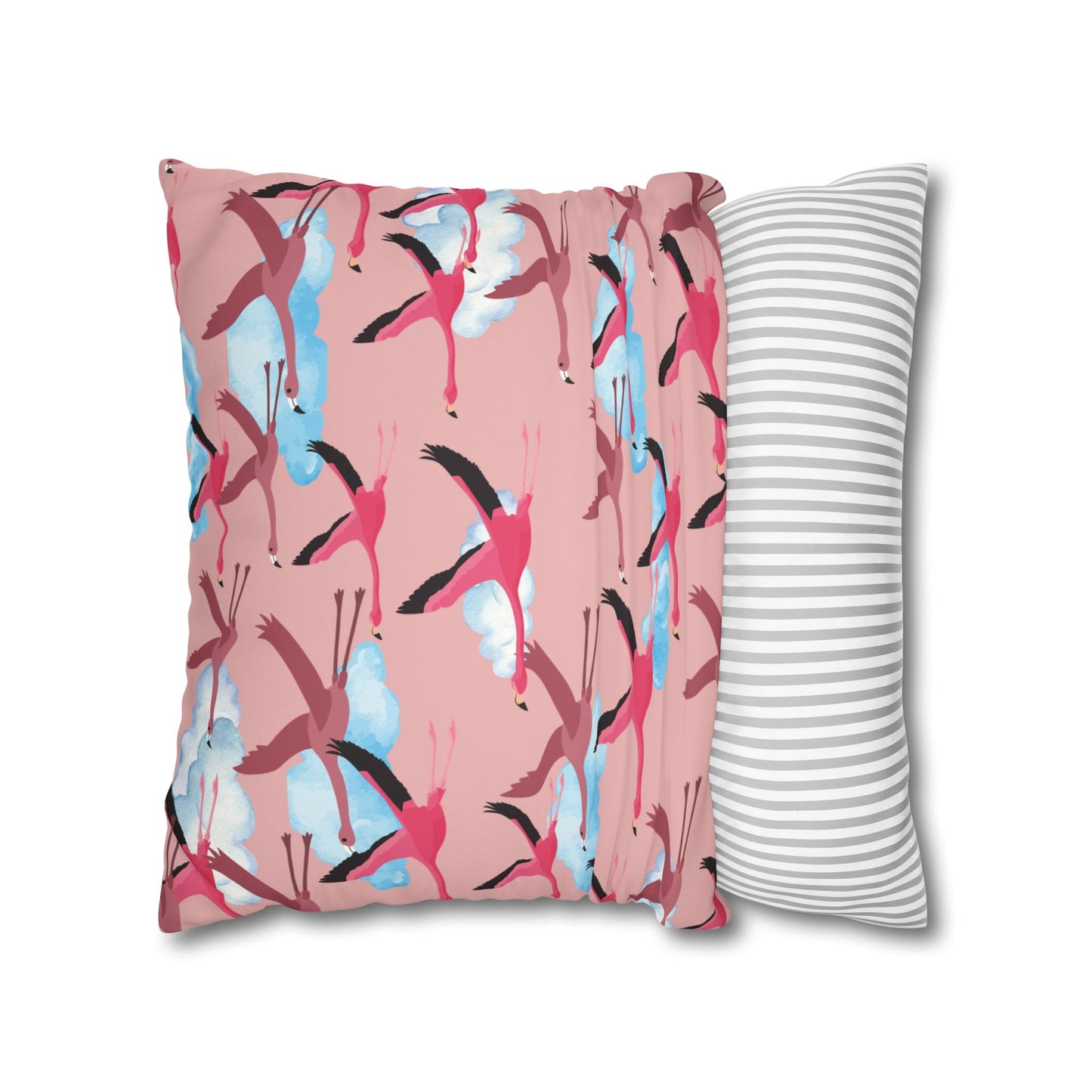 Flying Flamingo Lux Faux Suede Pillow Cover (Dusty Pink) – 18" x 18" & 20" x 20"