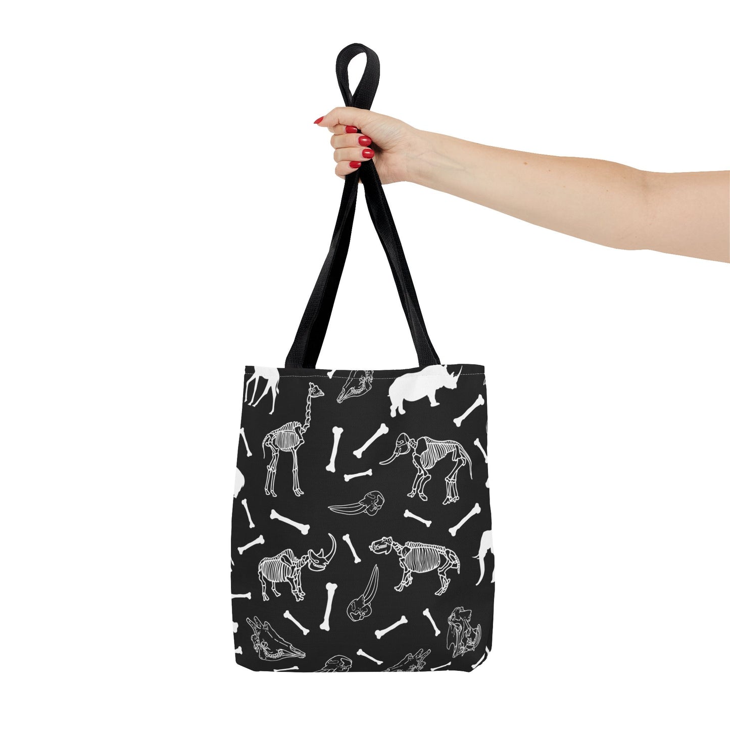 Whimsical Animal Skeletons Tote Bag (Black), Perfect for Animal Lovers, Halloween, Eco-Friendly Bag, Gift for Pet Owners, Shopping Bag, Halloween Gift