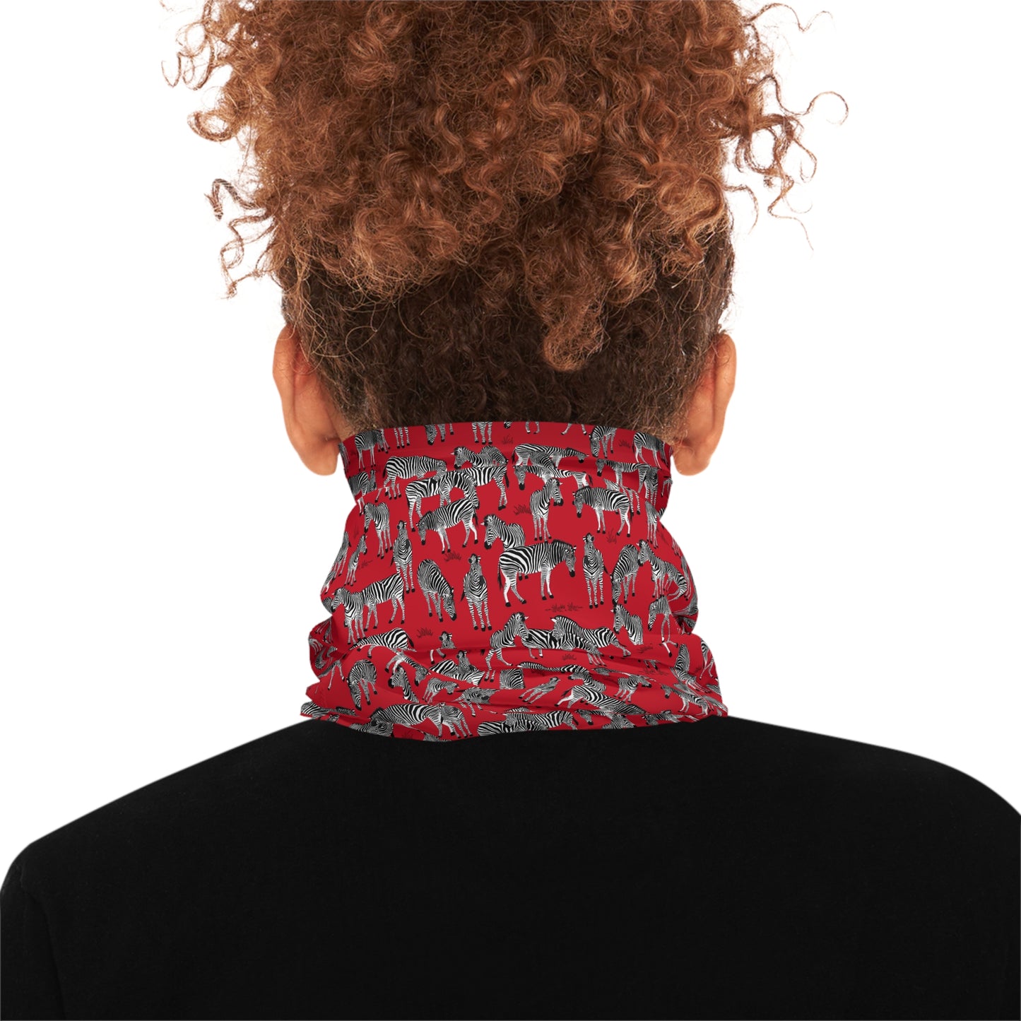 Colorful Lightweight Neck Gaiter with Zebra Herd Design (Red), Outdoor Accessory, Unique Gift, Hiking Gear, Nature-Themed Scarf