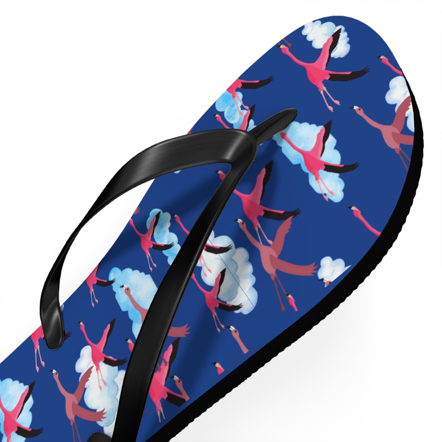 Flying Flamingo Print Flip Flops (Blue), Summer Sandals, Beach Footwear, Vacation Essentials, Gift for Nature Lovers, Cute Outdoor Wear