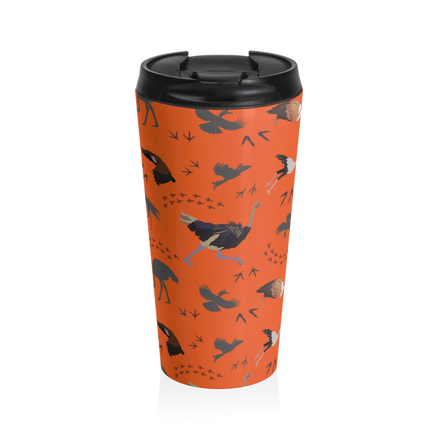 Safari Bird Pattern Stainless Steel Travel Mug (Orange) | Stylish Travel Tumbler | Perfect Gift for Animal Lovers, Nature Enthusiasts, or Travel Junkies
