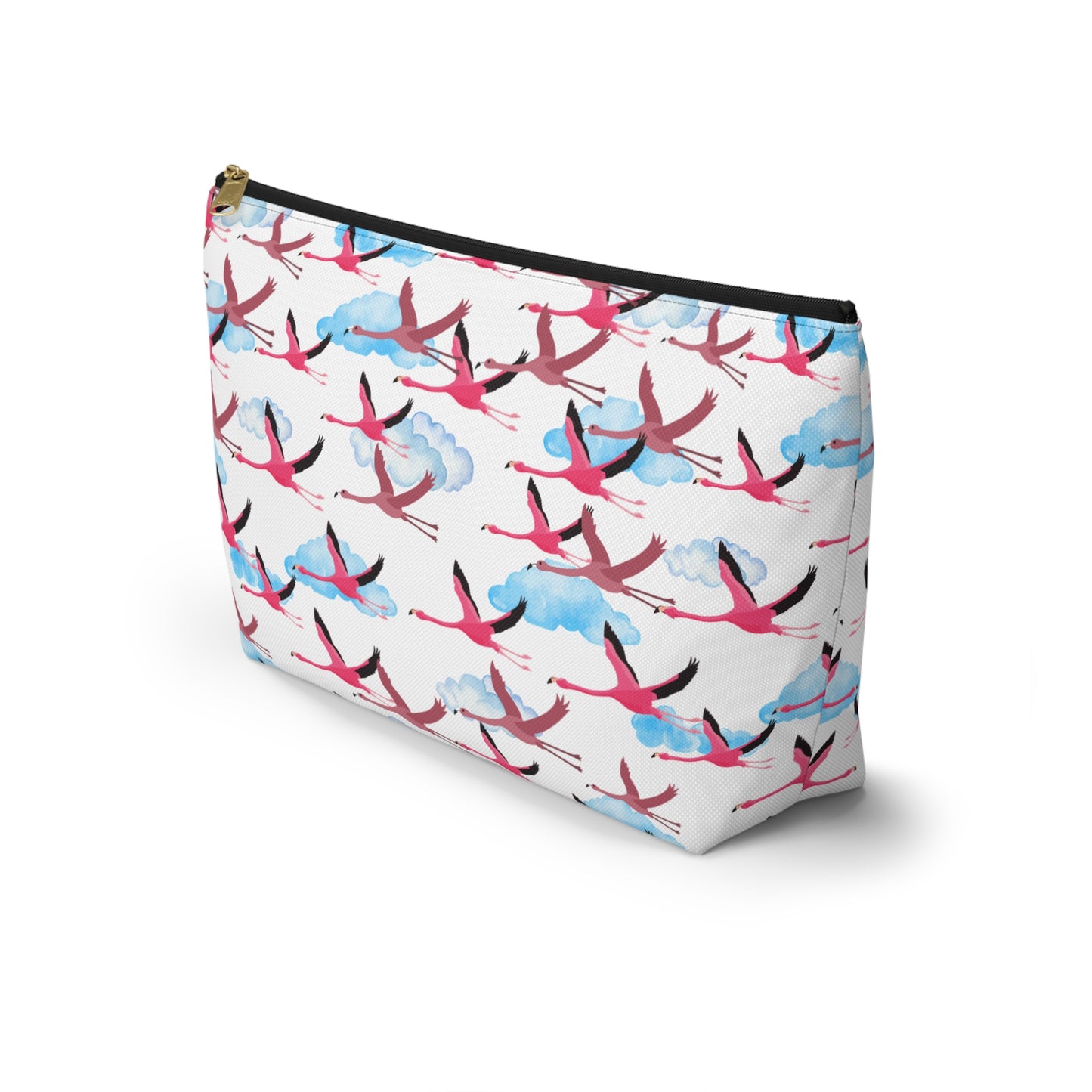 Flying Flamingo Themed Accessory Pouch for Nature Lovers, Travel Toiletry Bag, Organizer, Gift for Birdwatchers, Wildlife Enthusiasts