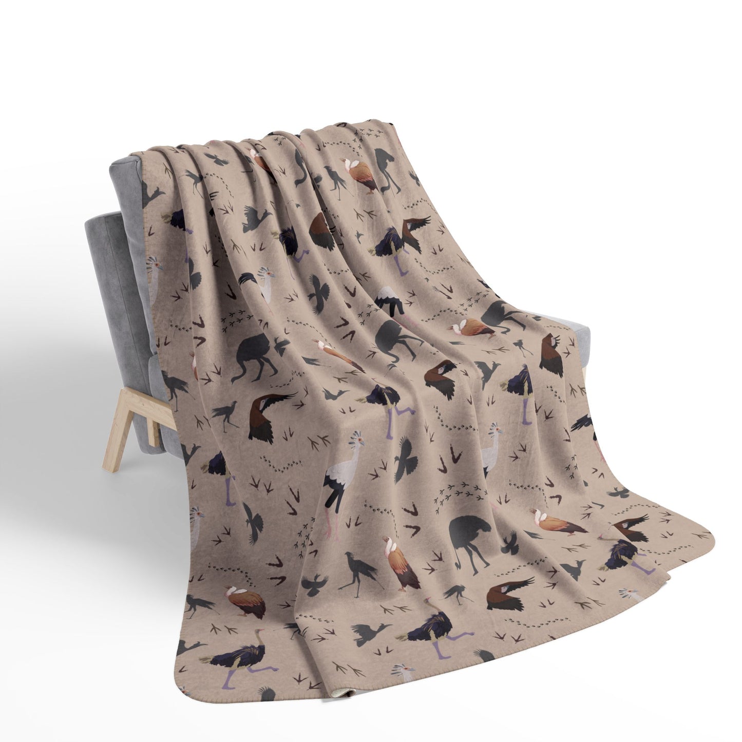 Safari Bird Fleece Sherpa Blanket (Blush Clay)